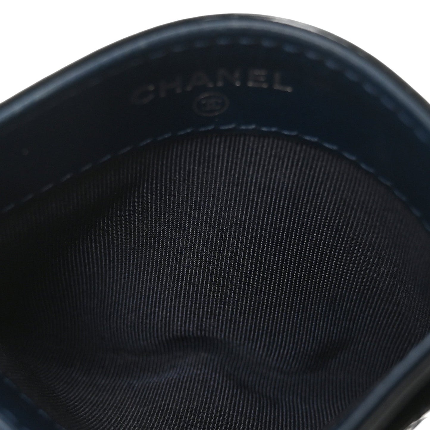 Patent Calfskin Quilted Card Holder Navy Blue