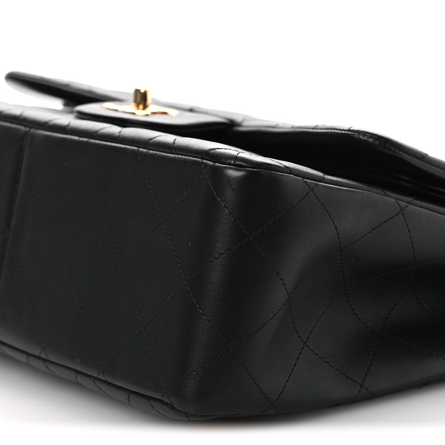 Lambskin Quilted Jumbo Double Flap Black