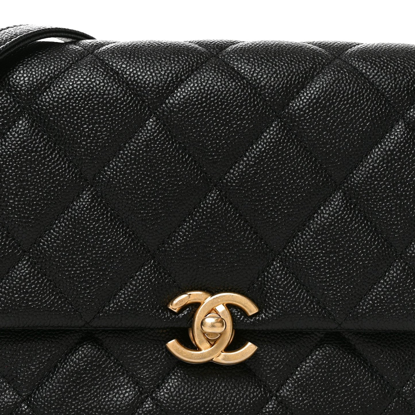 Shiny Caviar Quilted Small Chain Melody Flap Black