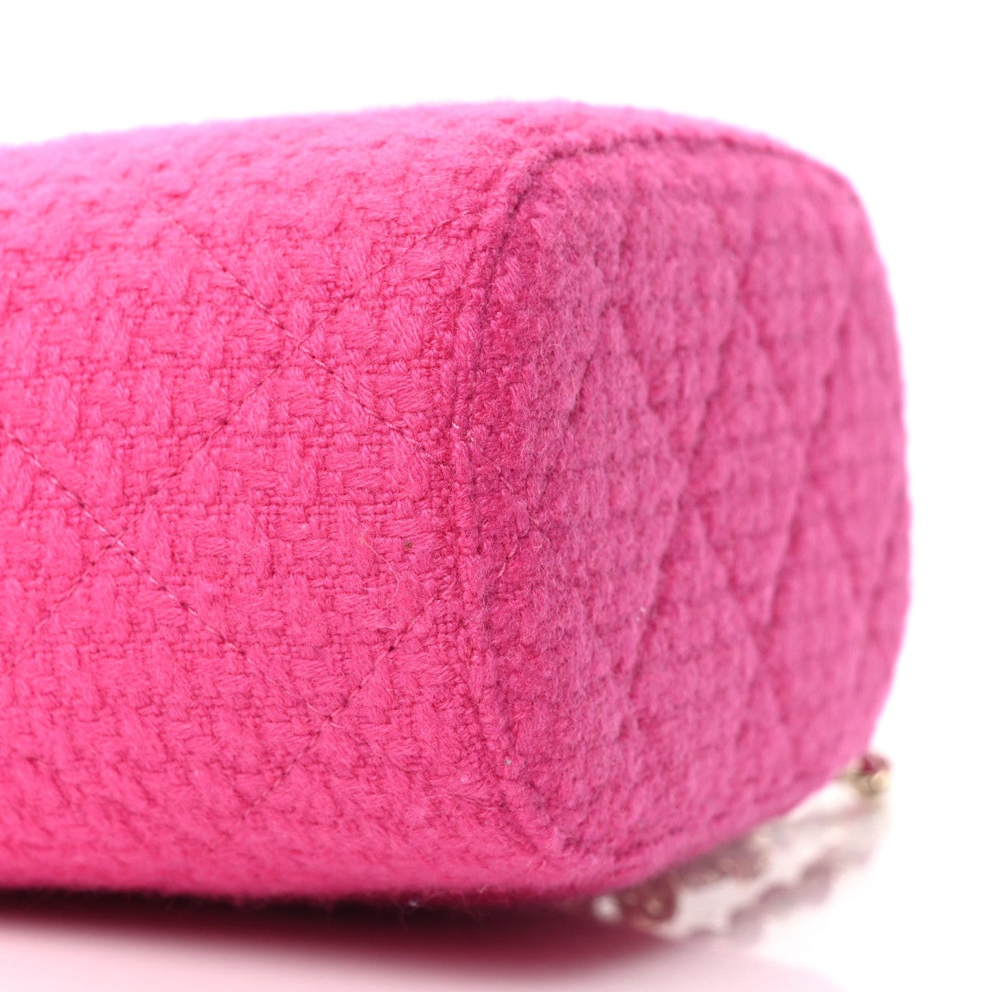 Tweed Quilted Small Vanity Case Fuchsia