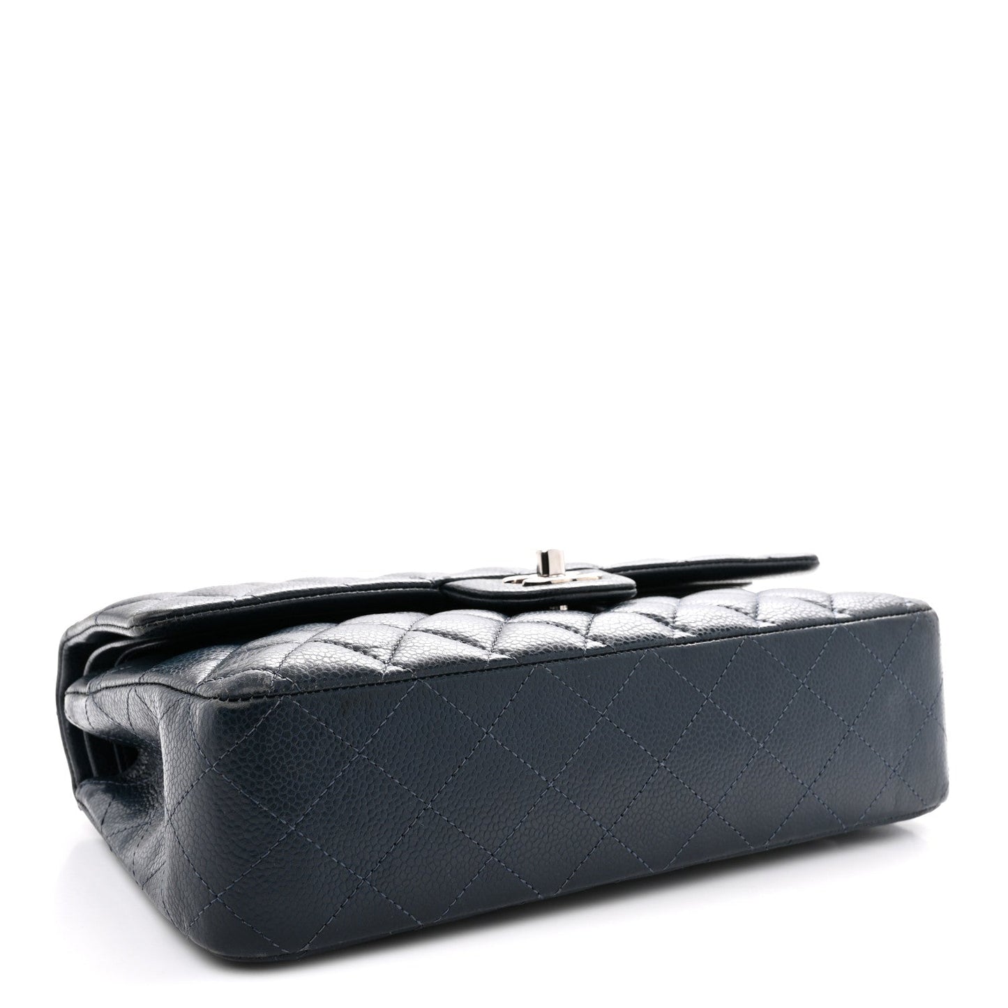 Caviar Quilted Medium Double Flap Navy