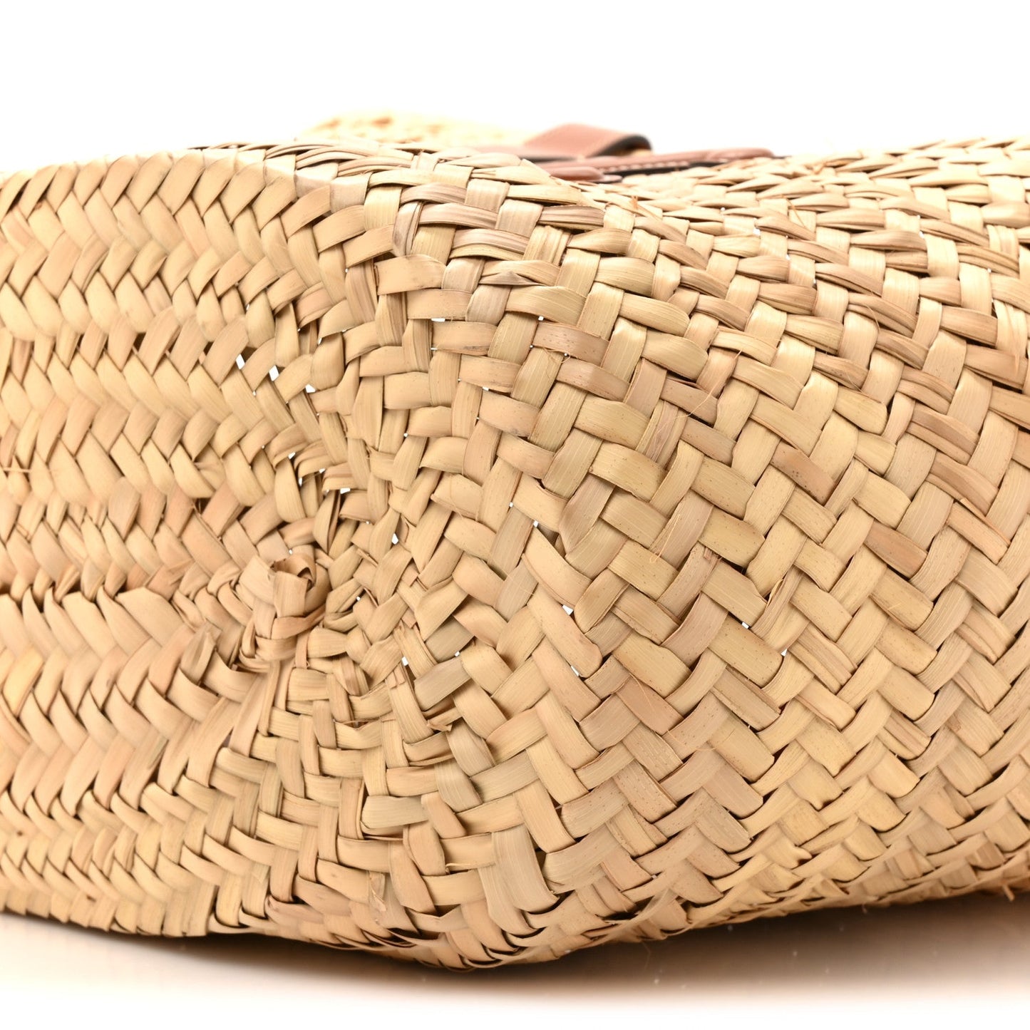 Raffia Calfskin Triomphe Medium Panier Tan