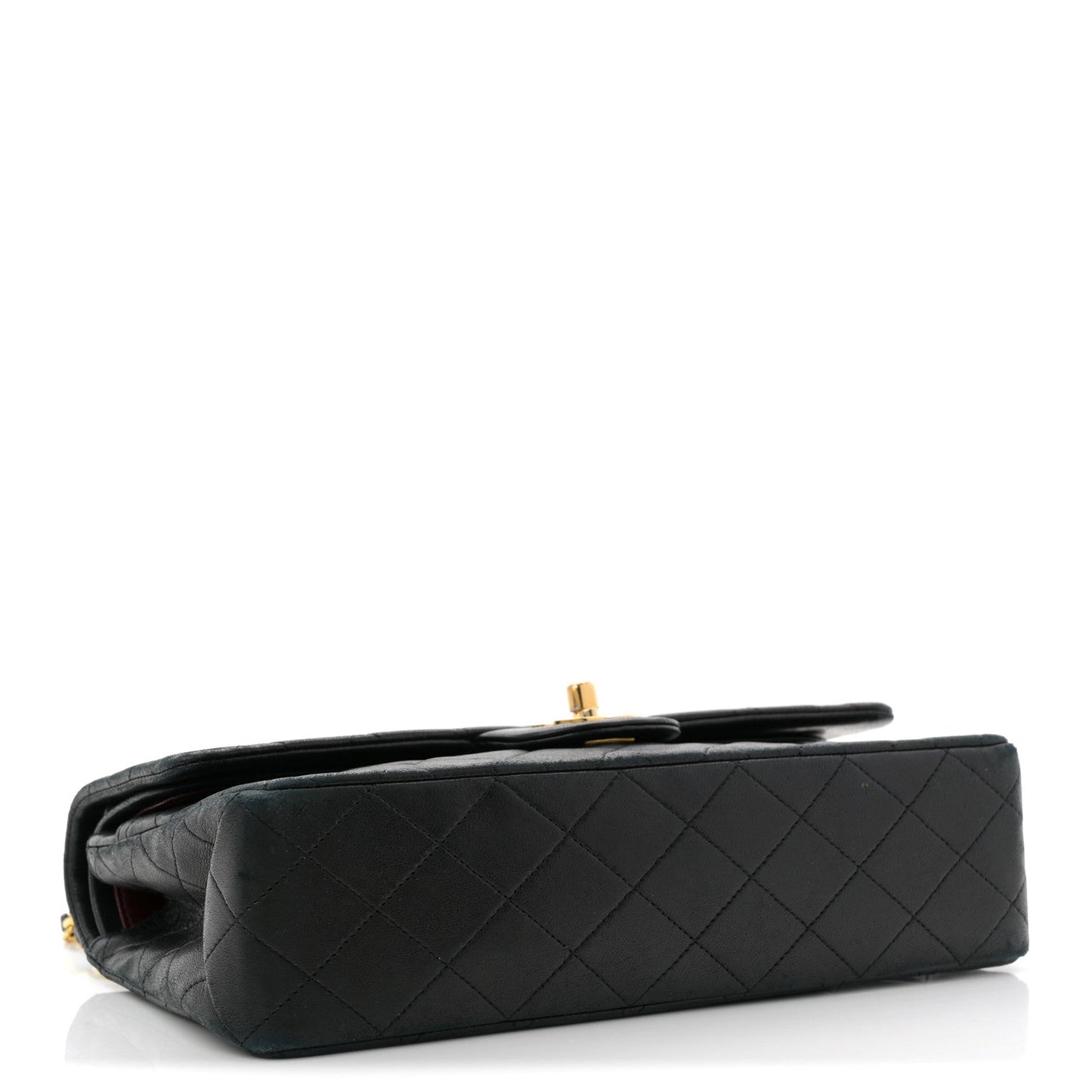 Lambskin Quilted Medium Double Flap Black