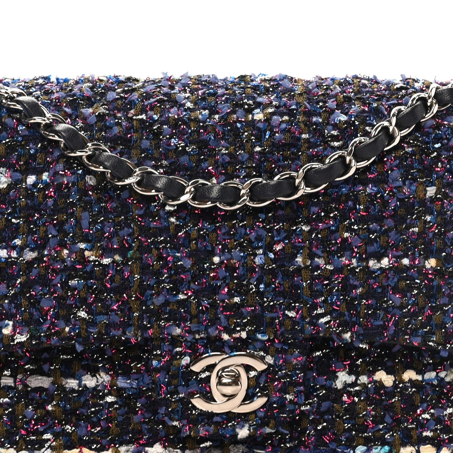 Tweed Quilted Medium Double Flap Blue Purple Khaki Pink