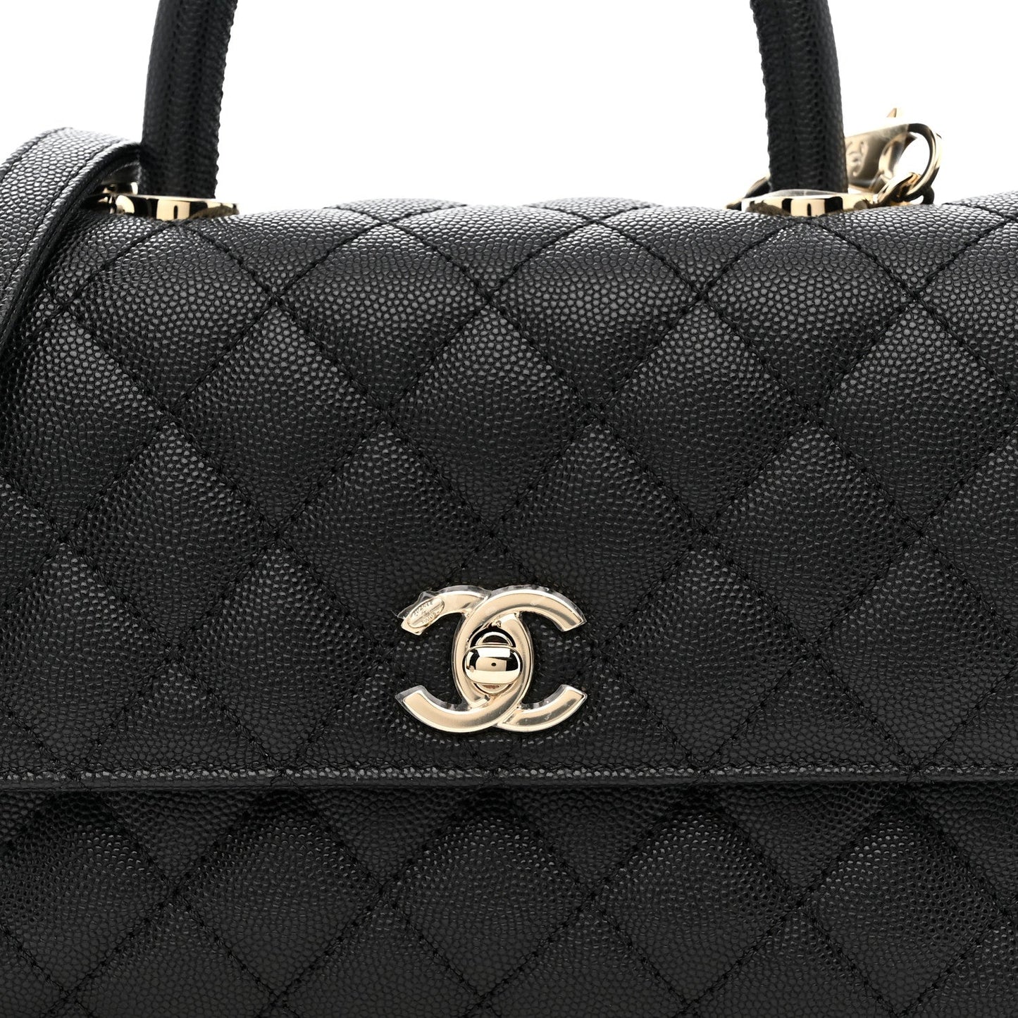 Caviar Quilted Mini Coco Handle Flap Black