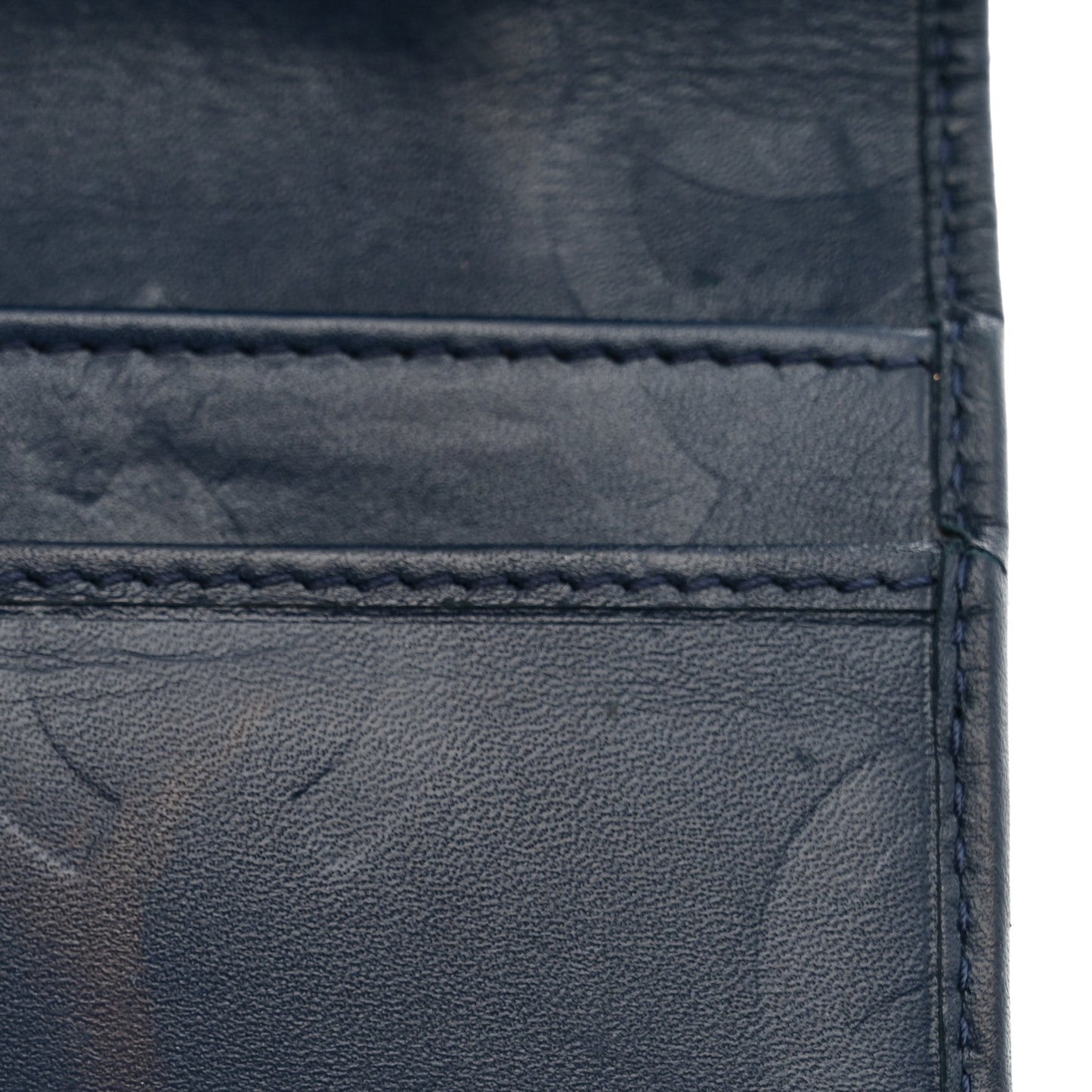 Calfskin Quilted Cambon Yen Wallet Blue