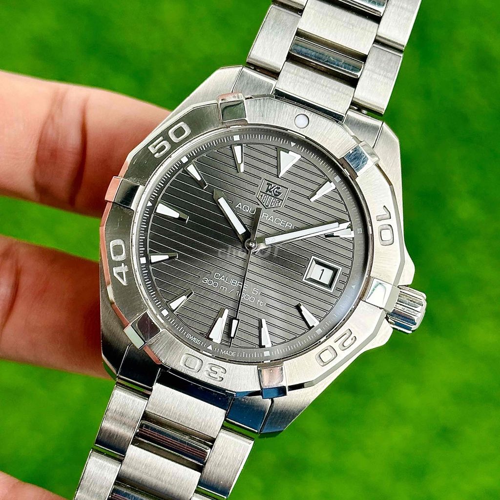 Tag Heuer Aquaracer Automatic Anthracite Grey Dial Silver Steel Strap Watch for Men - WAY2113.BA0928