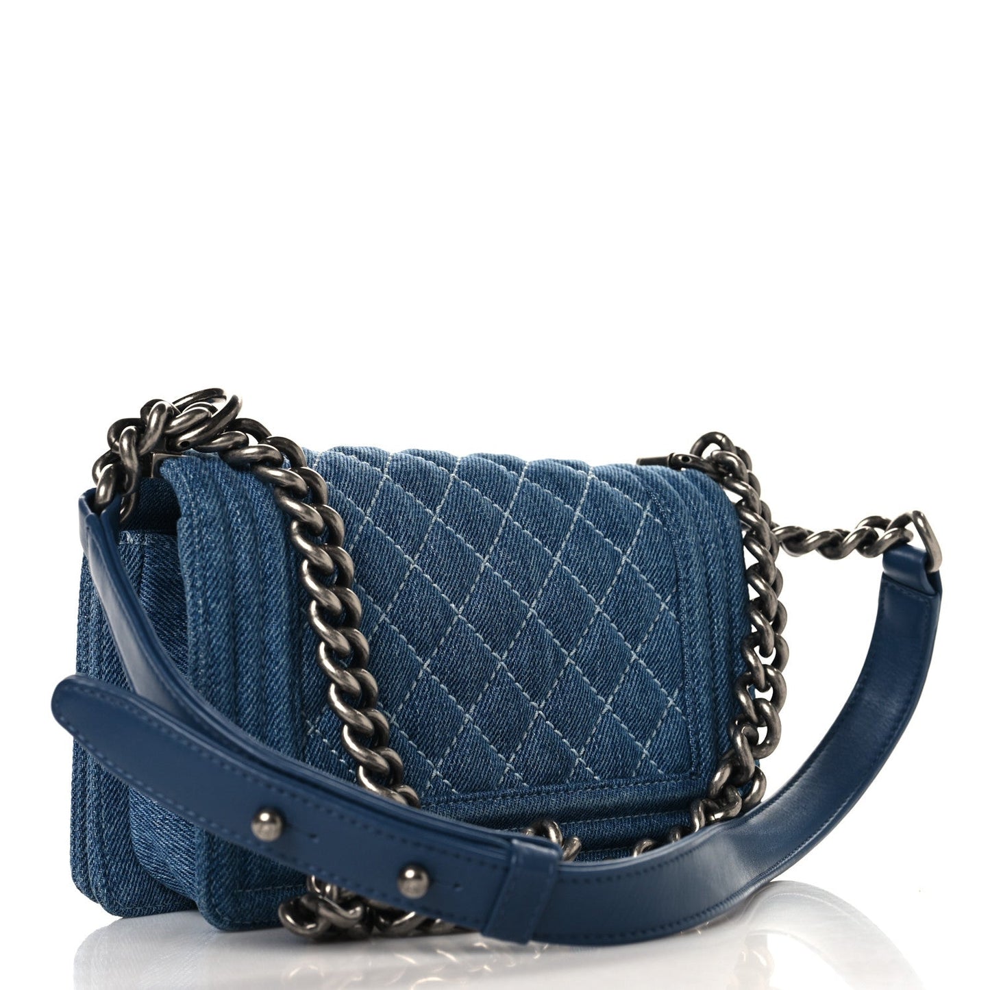 Denim Quilted Small Boy Flap Blue