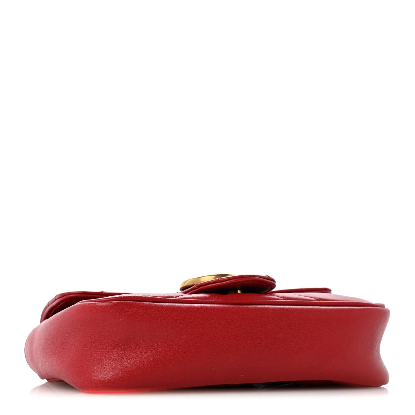 Calfskin Matelasse Super Mini GG Marmont Shoulder Bag Hibiscus Red