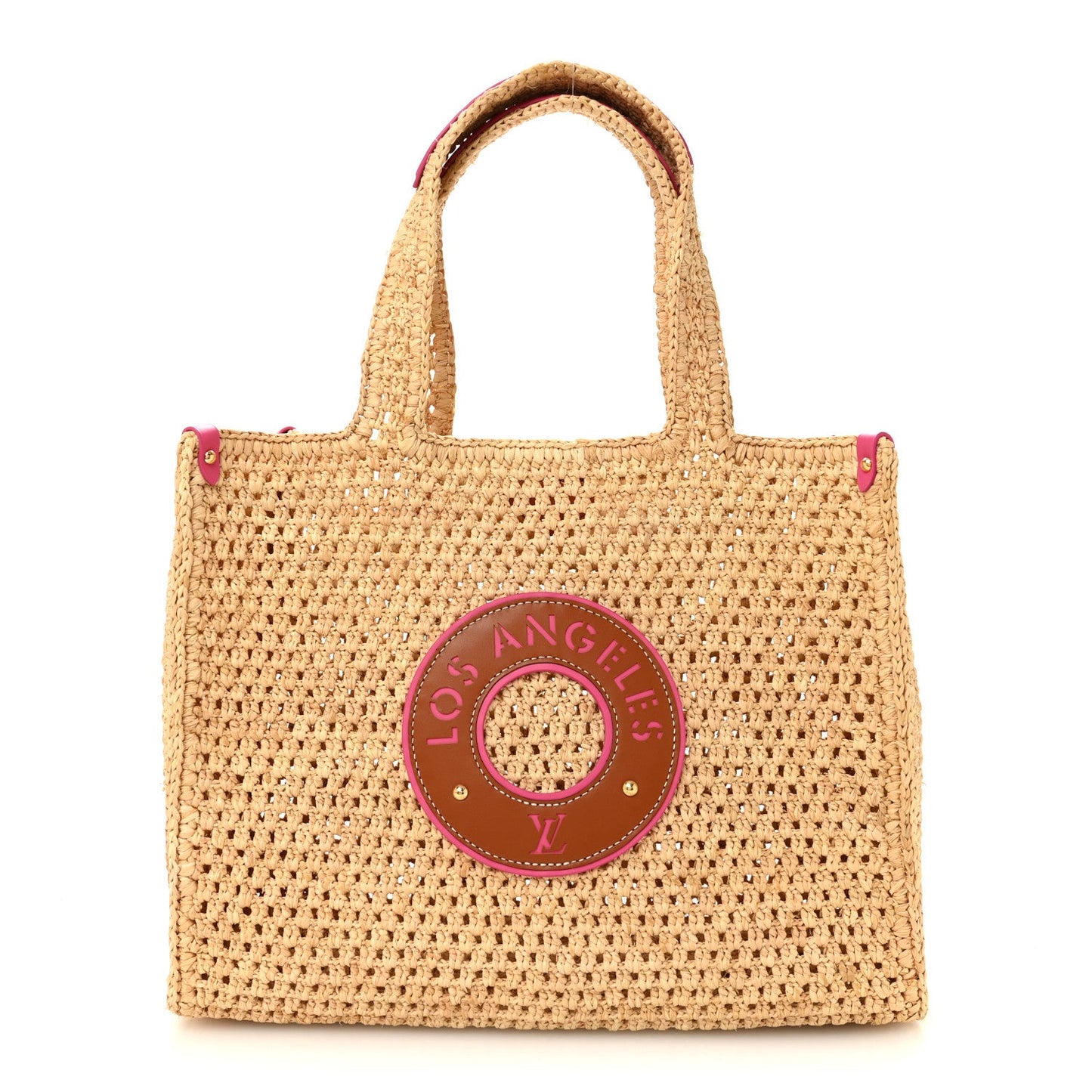 Raffia Calfskin Forte Del Marmi OnTheGo MM Natural Fuchsia