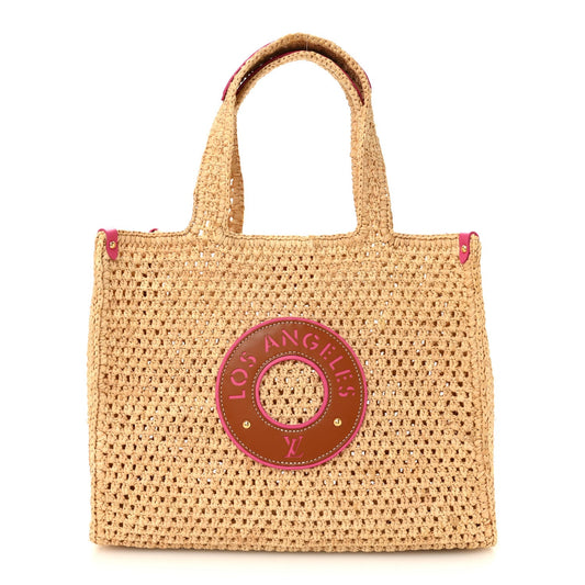 Raffia Calfskin Forte Del Marmi OnTheGo MM Natural Fuchsia