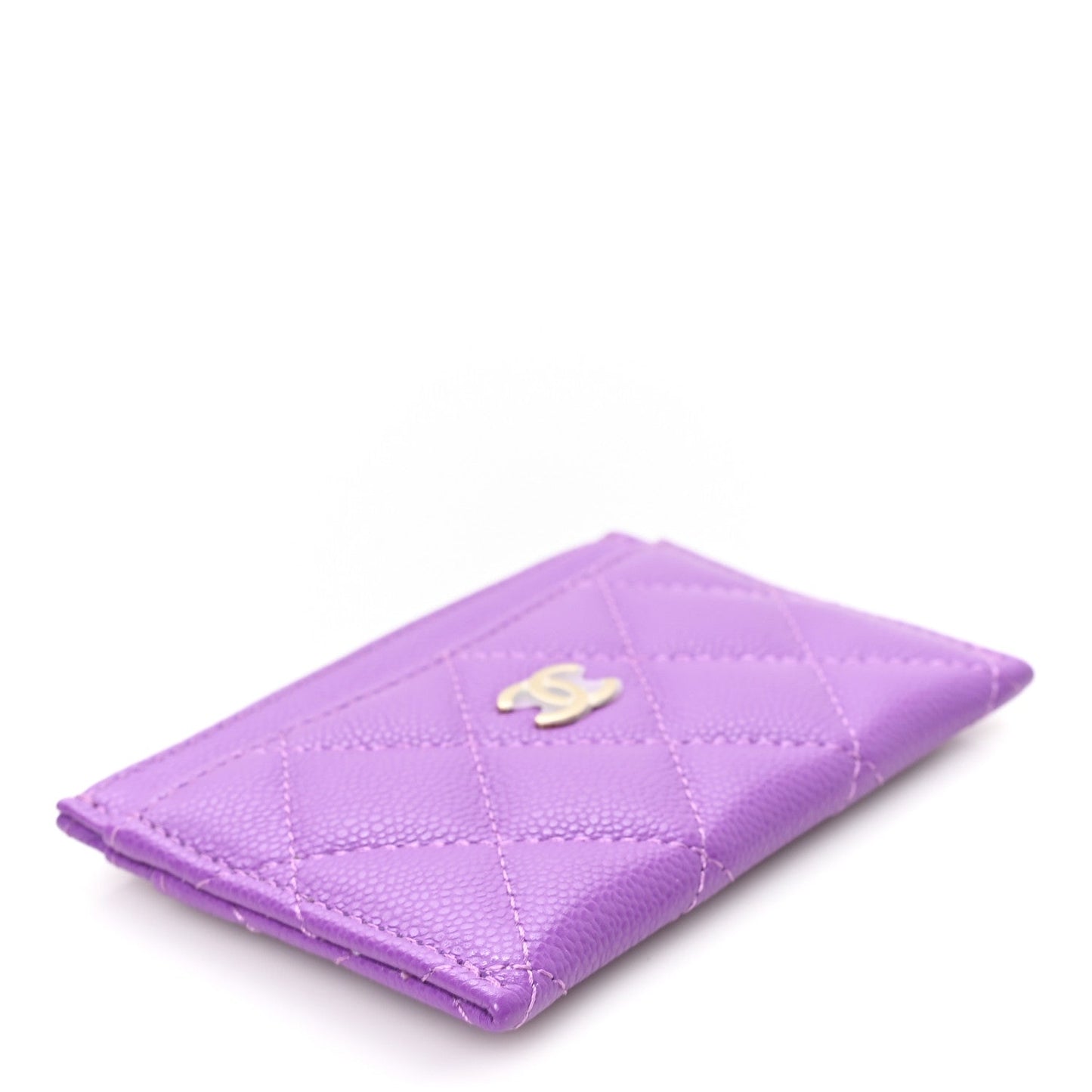 Caviar Quilted Card Holder Purple