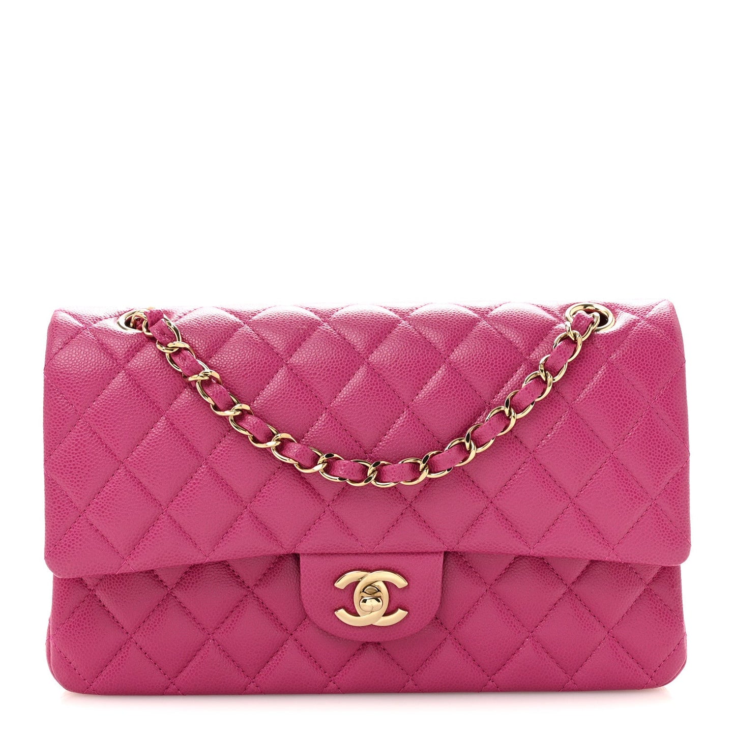 Caviar Quilted Medium Double Flap Purple
