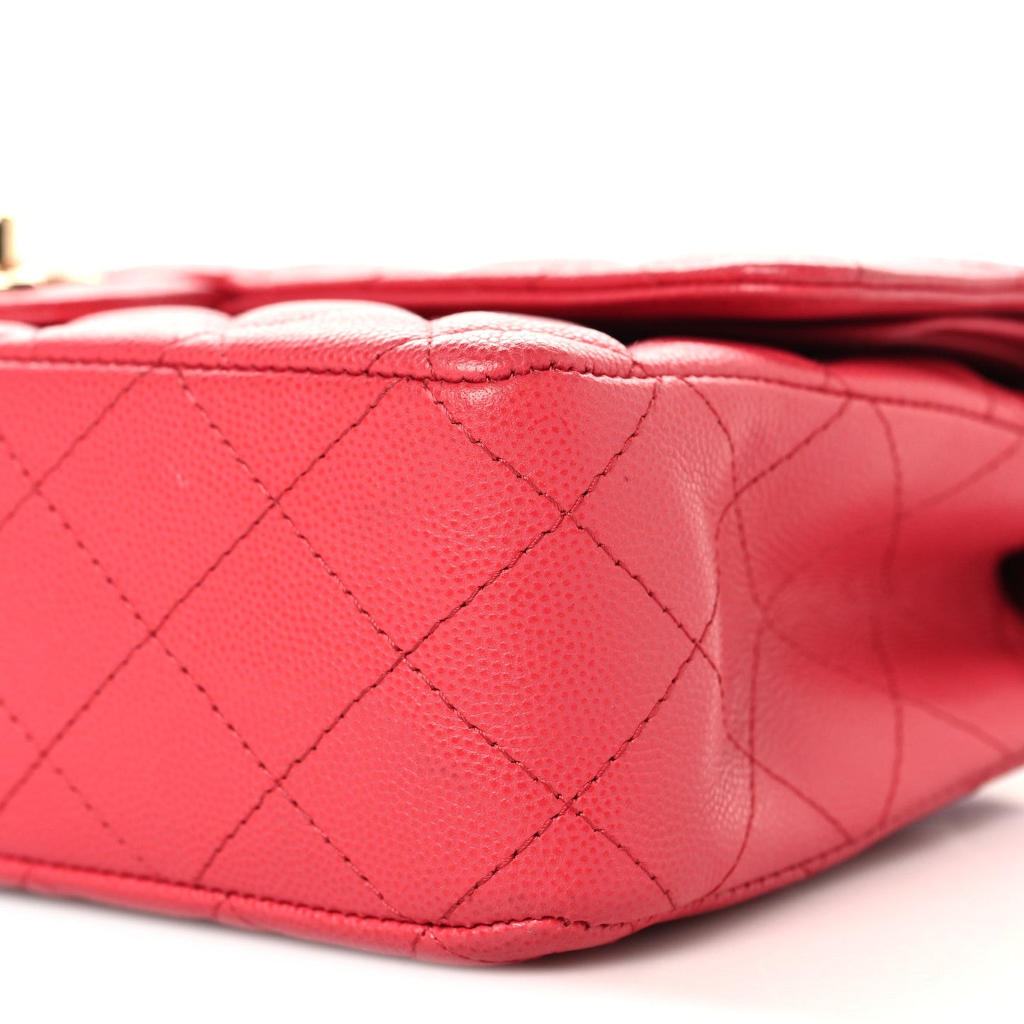 Caviar Quilted Medium Double Flap Red