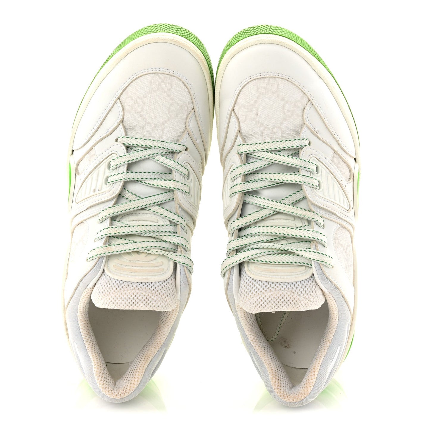 Demetra GG Supreme Monogram Womens Basket Low Top Sneakers 35 Great White Green