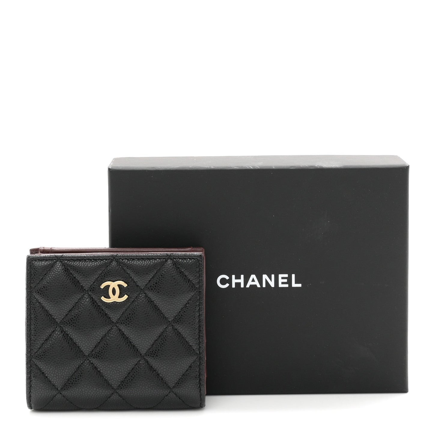 Caviar Quilted Compact Bifold Wallet Black