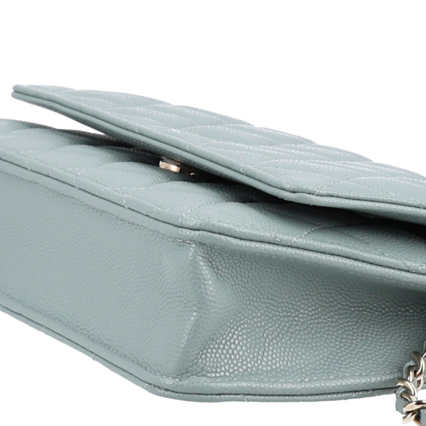 Caviar Quilted Wallet on Chain WOC Grey