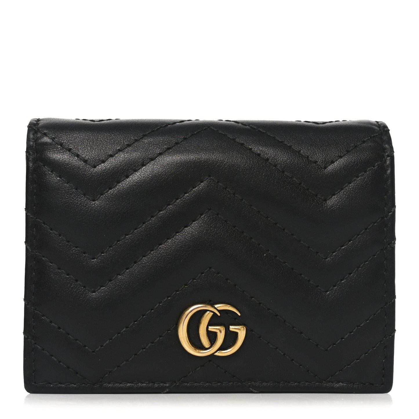 Calfskin Matelasse GG Marmont Card Case Wallet Black