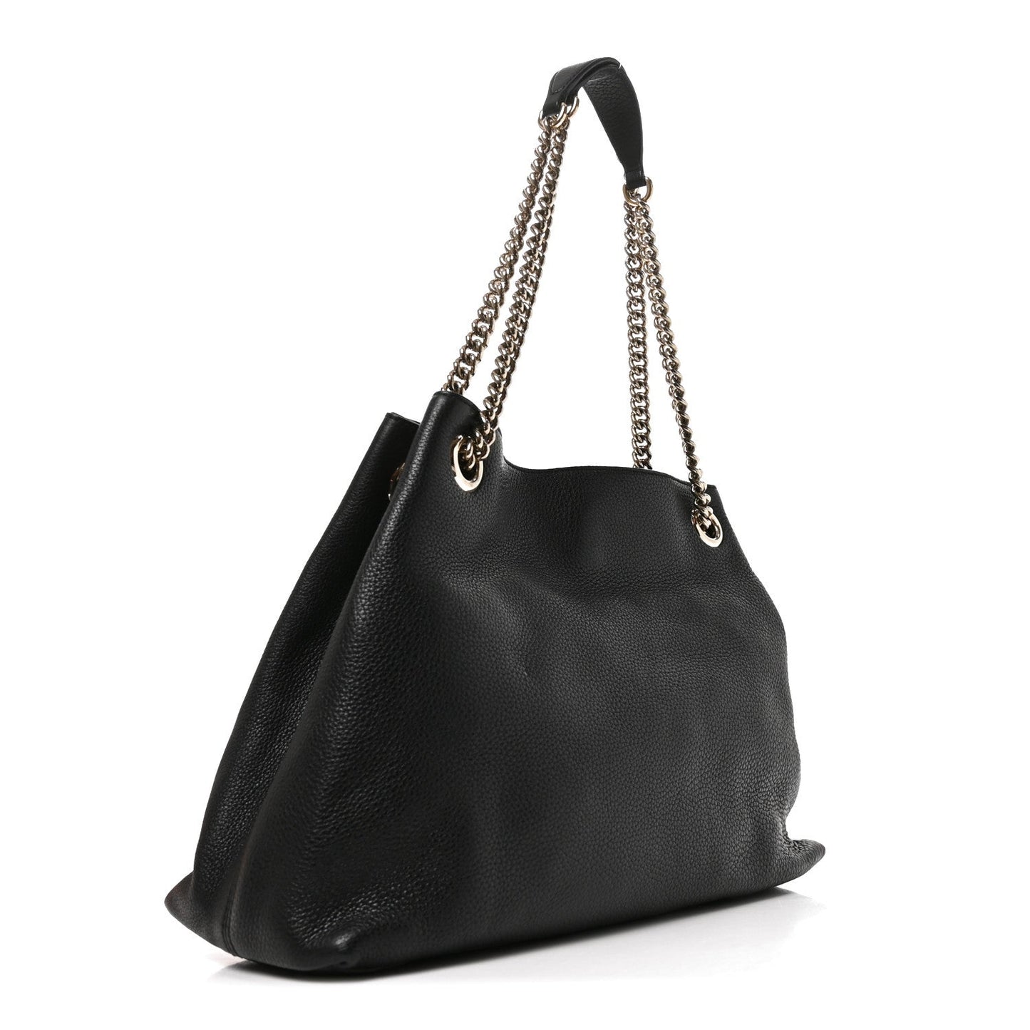 Pebbled Calfskin Medium Soho Chain Shoulder Bag Black