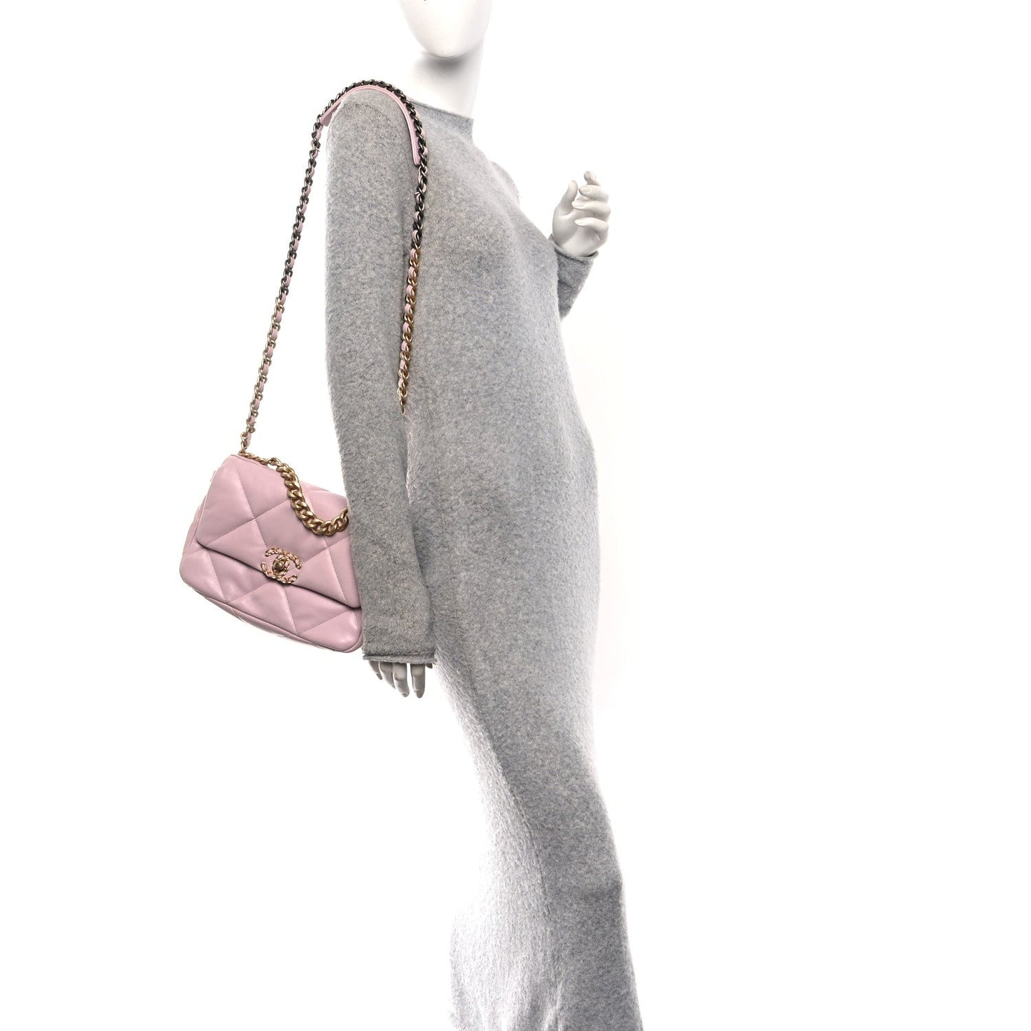 Lambskin Quilted Medium Chanel 19 Flap Light Pink