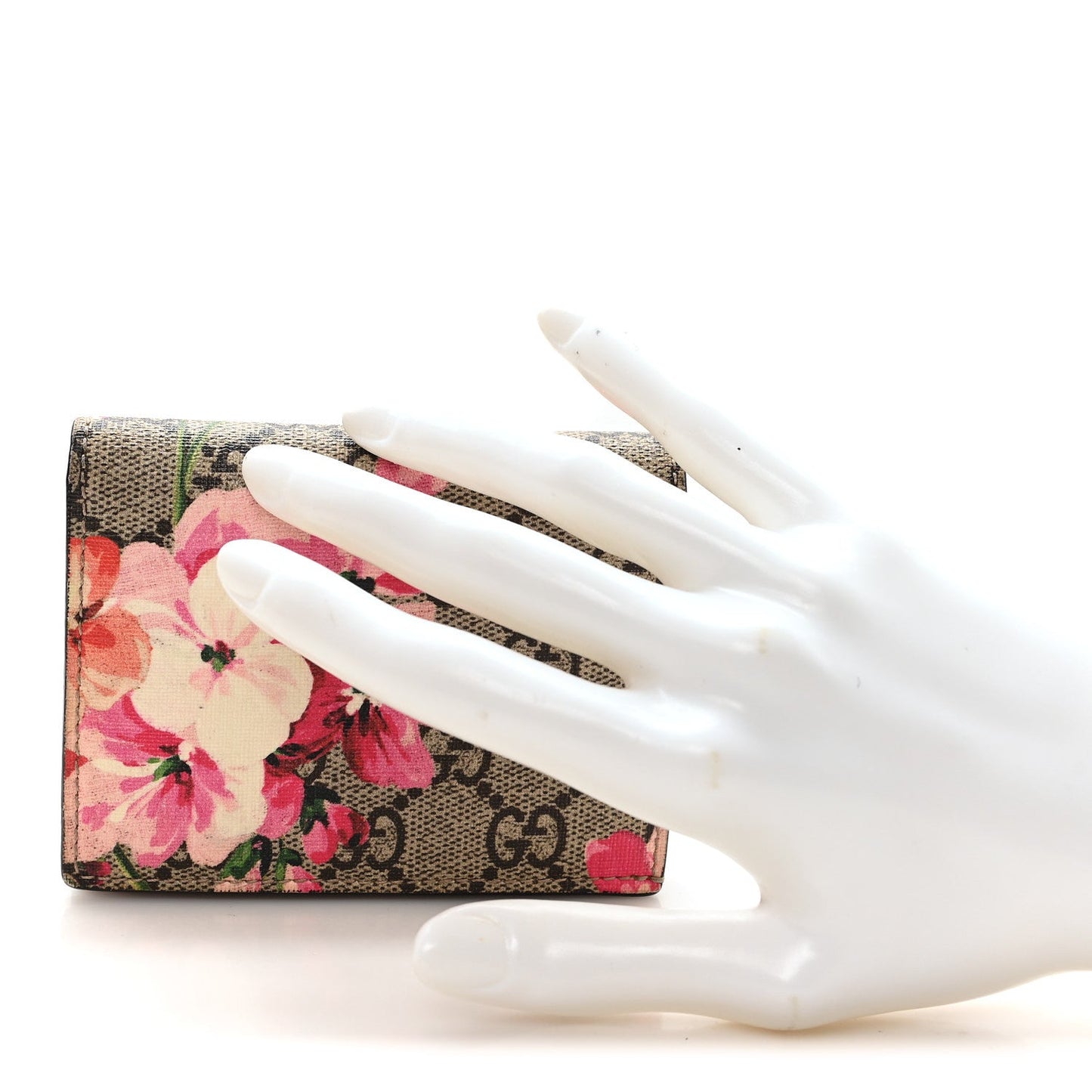 GG Supreme Monogram Blooms Card Case Beige Multicolor Dry Rose