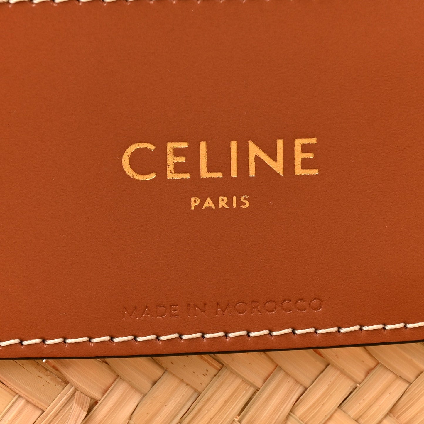 Raffia Calfskin Triomphe Medium Panier Tan