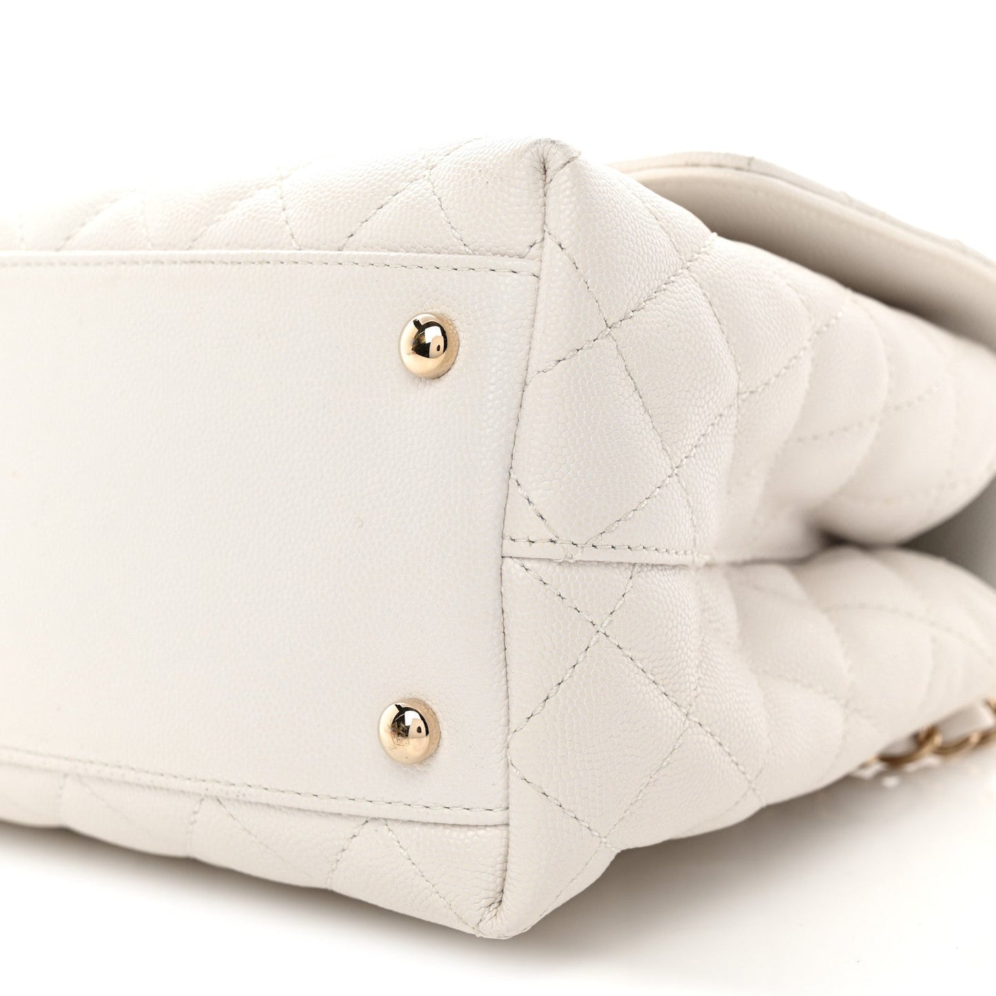Caviar Quilted Small Coco Handle Flap White