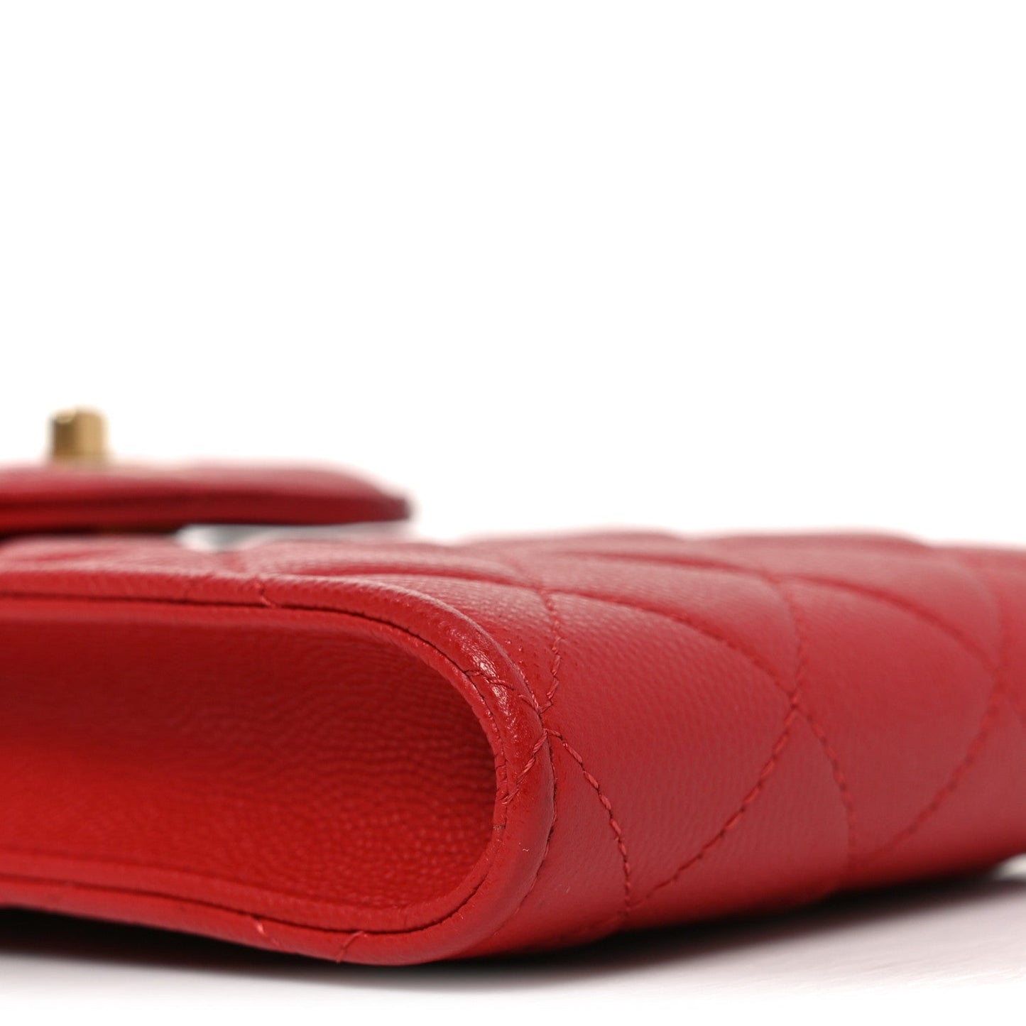 Caviar Quilted Chain Handle Round Phone Holder Red