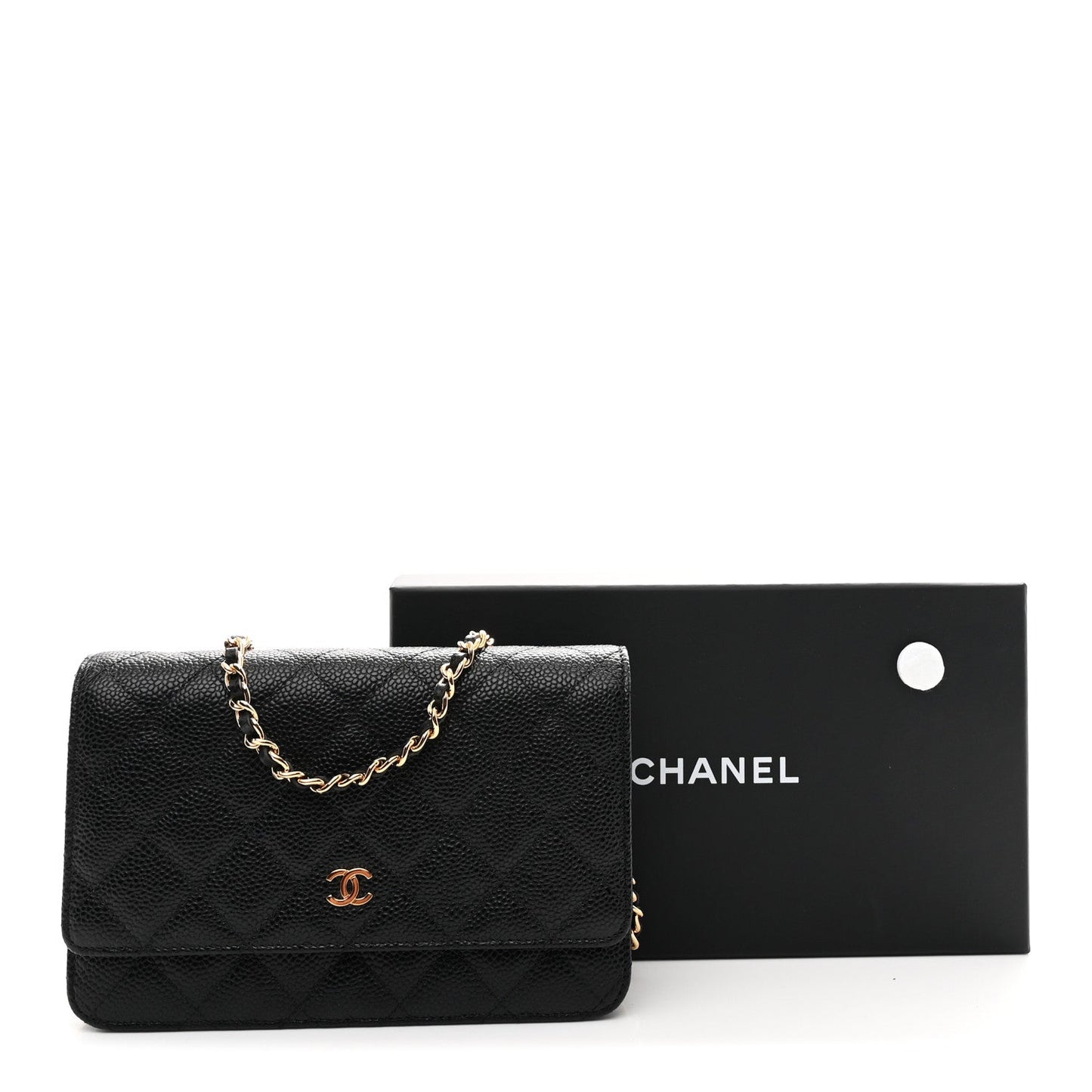 Caviar Quilted Wallet on Chain WOC Black