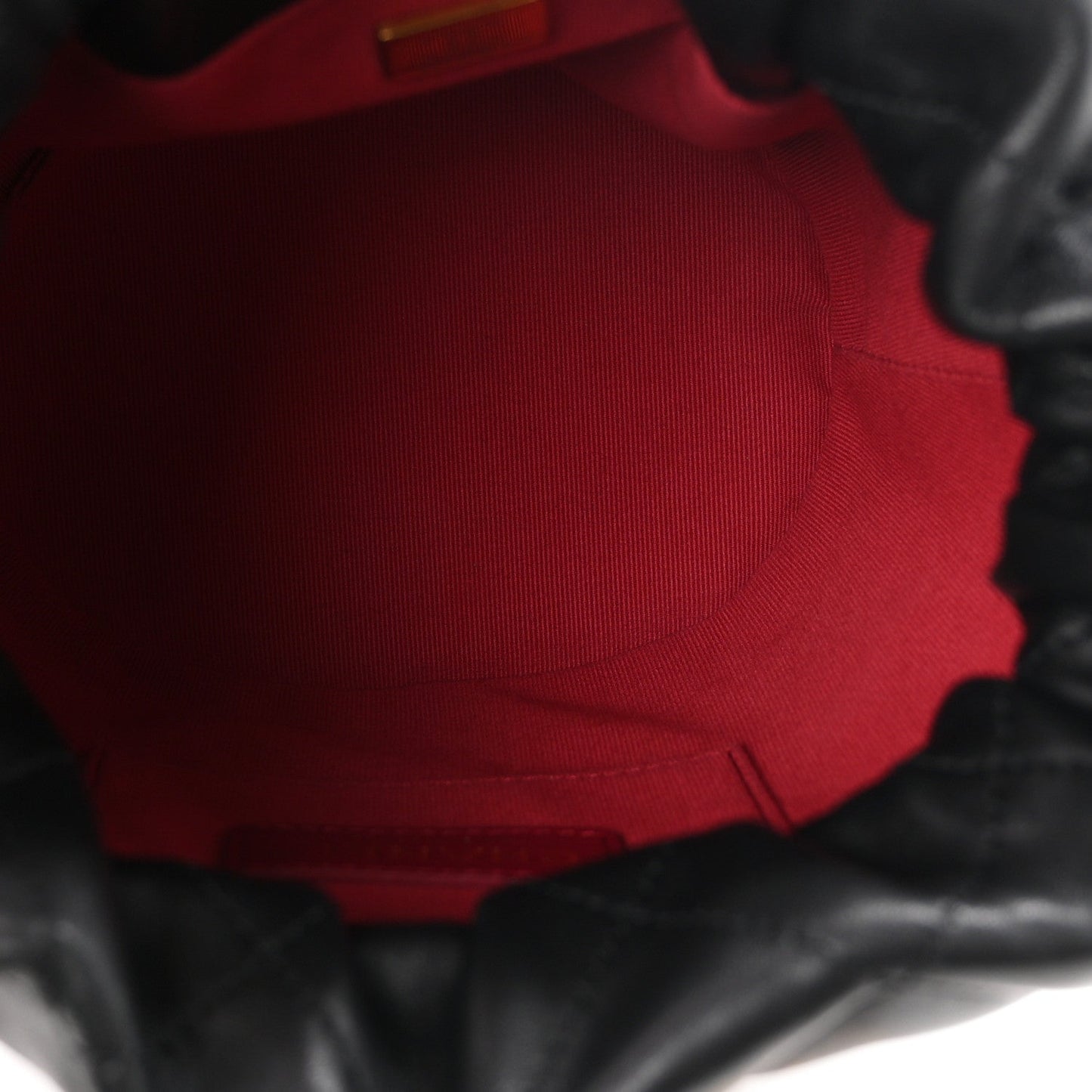 Lambskin Quilted My Perfect Chain Bucket Drawstring Bag Black