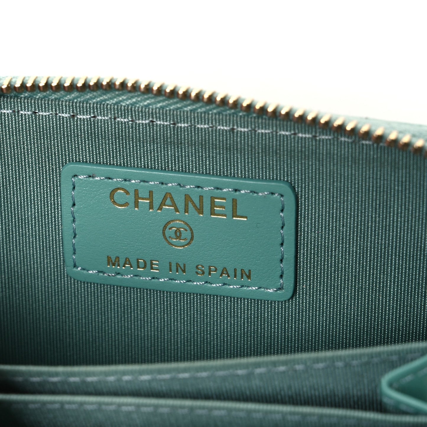 Lambskin Quilted Chanel 19 Zip Around Coin Purse Wallet Light Green