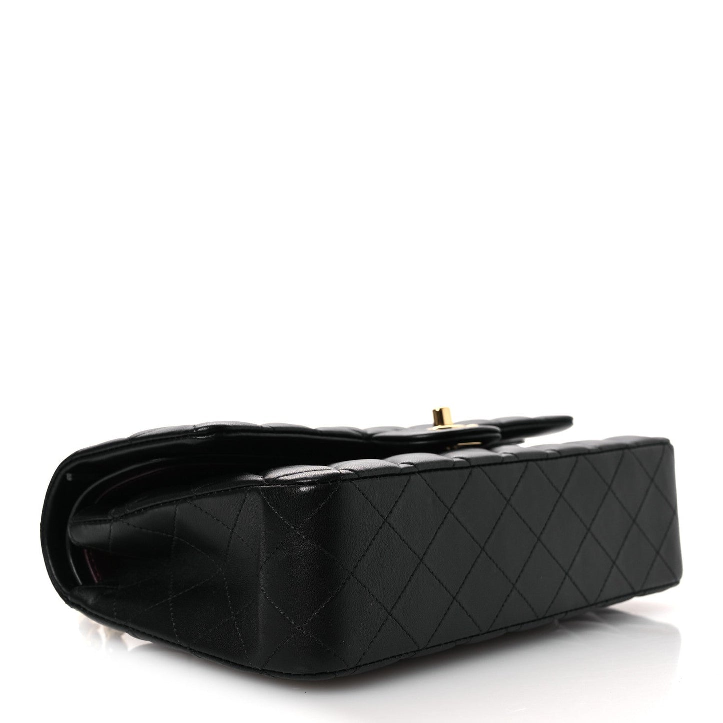 Lambskin Quilted Medium Double Flap Black
