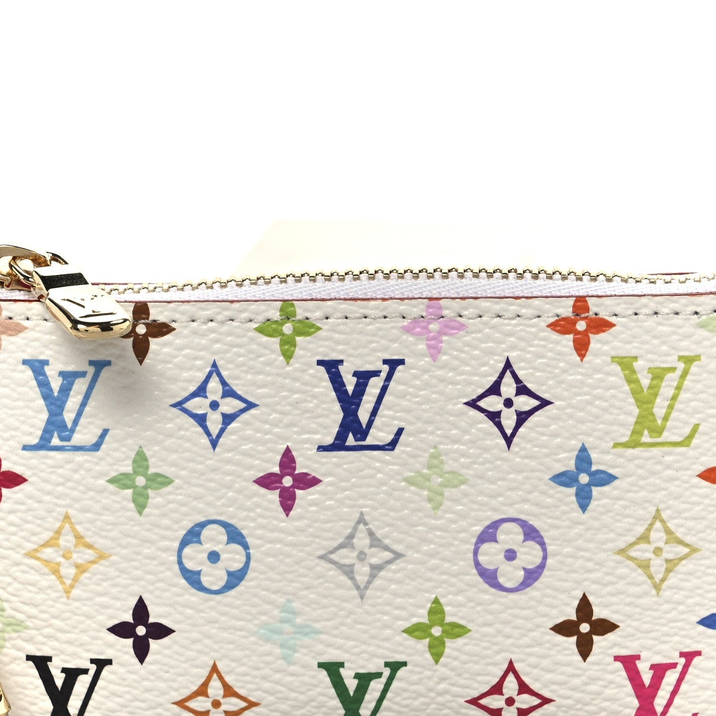 LV X TM Monogram Multicolor Key Pouch White