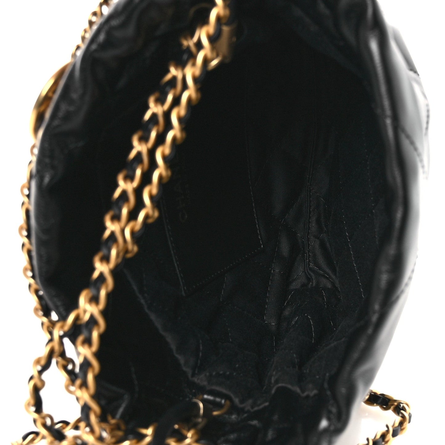 Shiny Calfskin Quilted Mini Chanel 22 Black