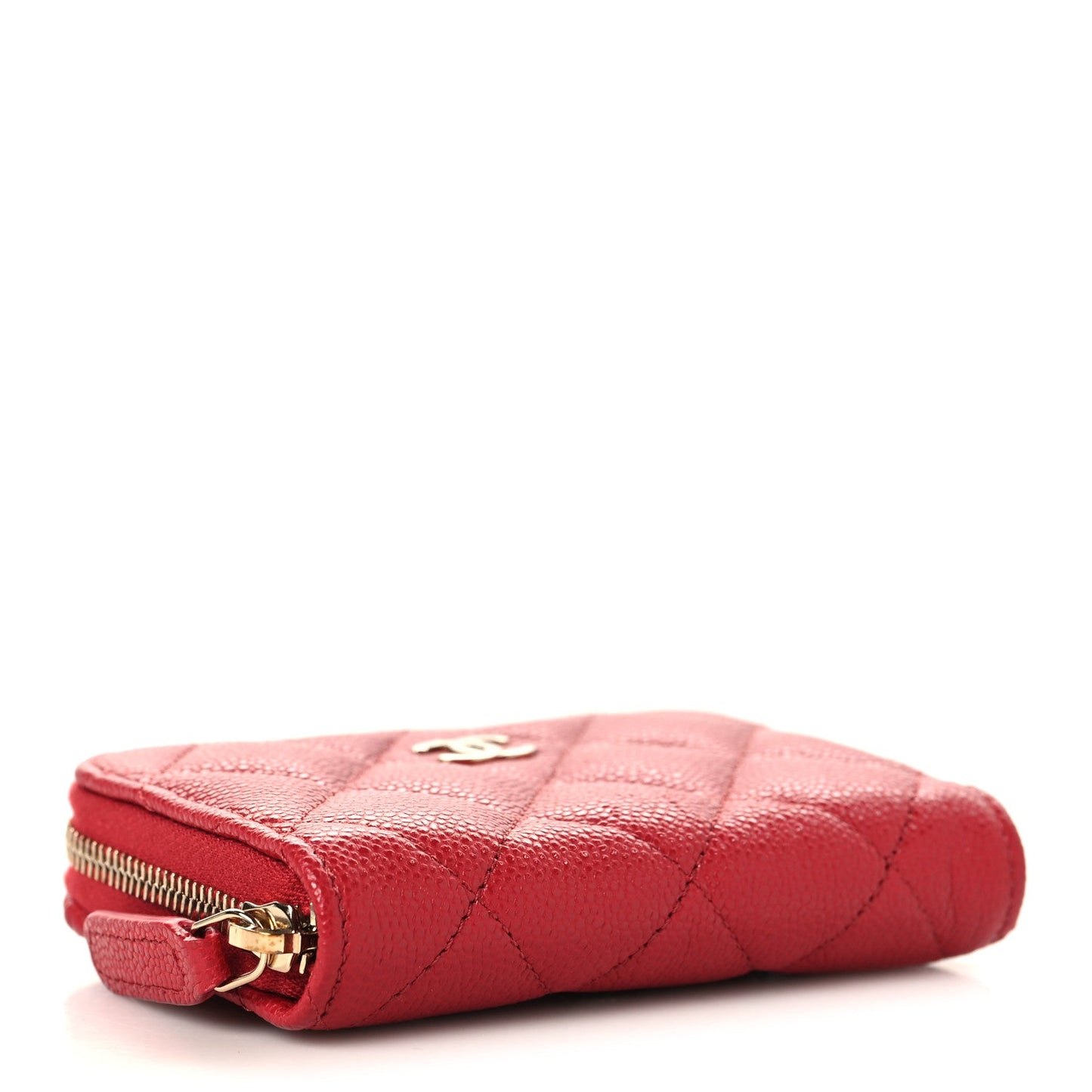 Caviar Quilted Zip Coin Purse Red