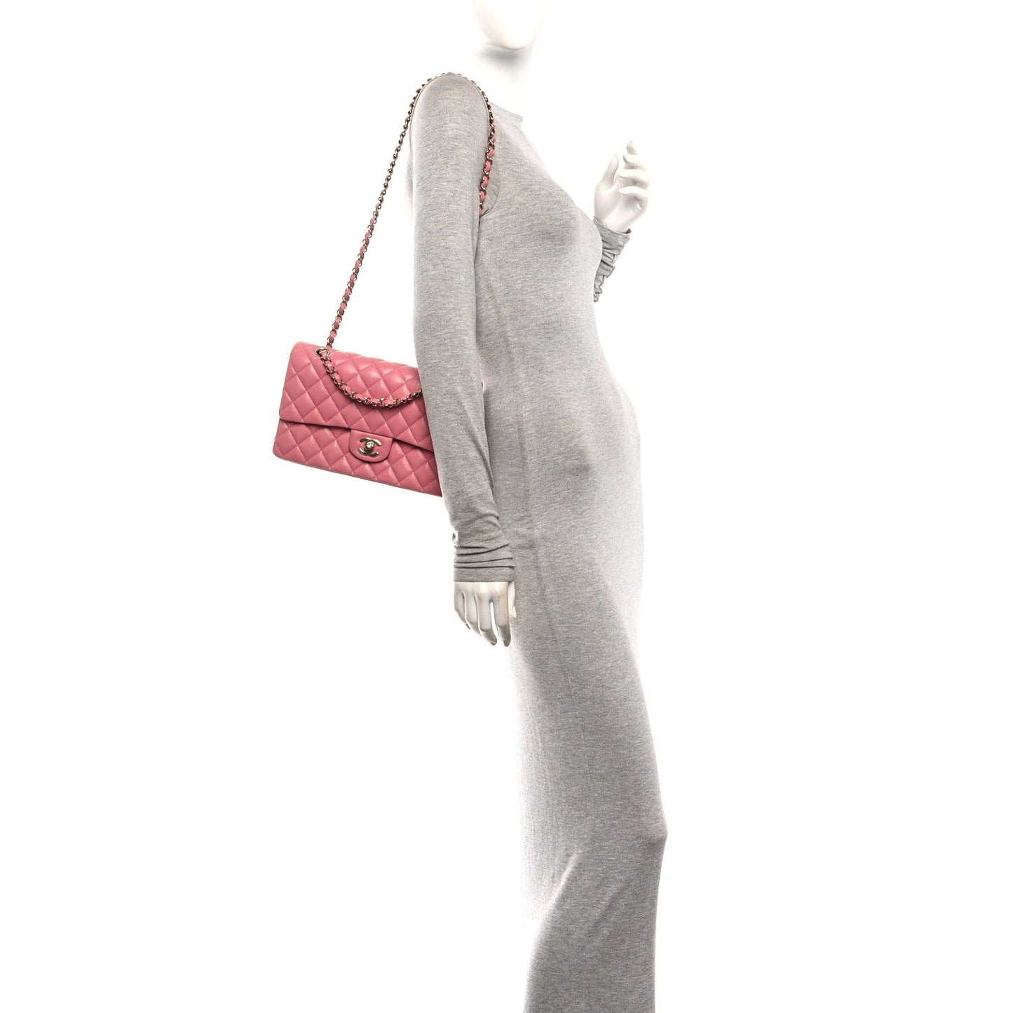 Caviar Quilted Medium Double Flap Pink