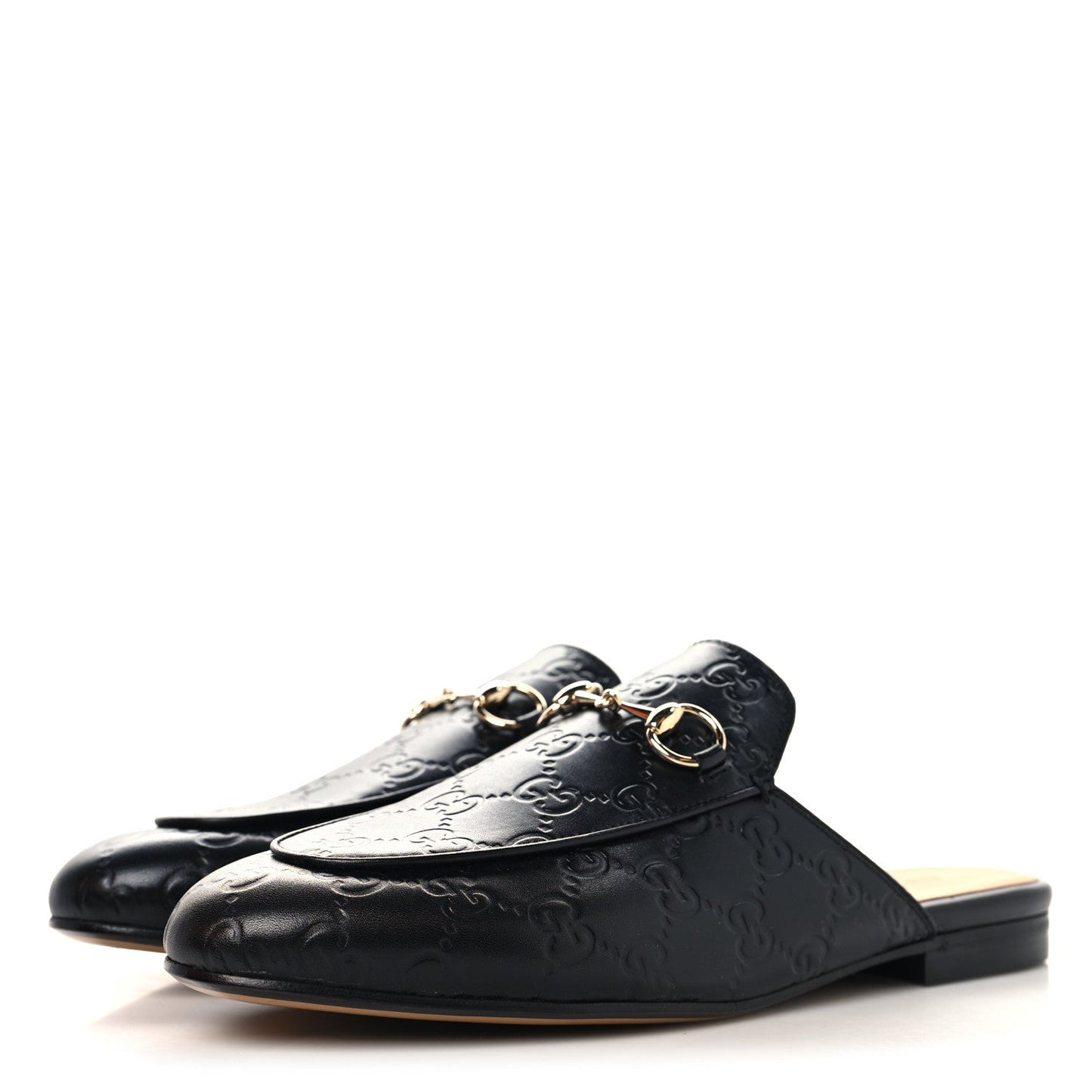 Glamour Calfskin Guccissima Womens Princetown Slippers 37.5 Black