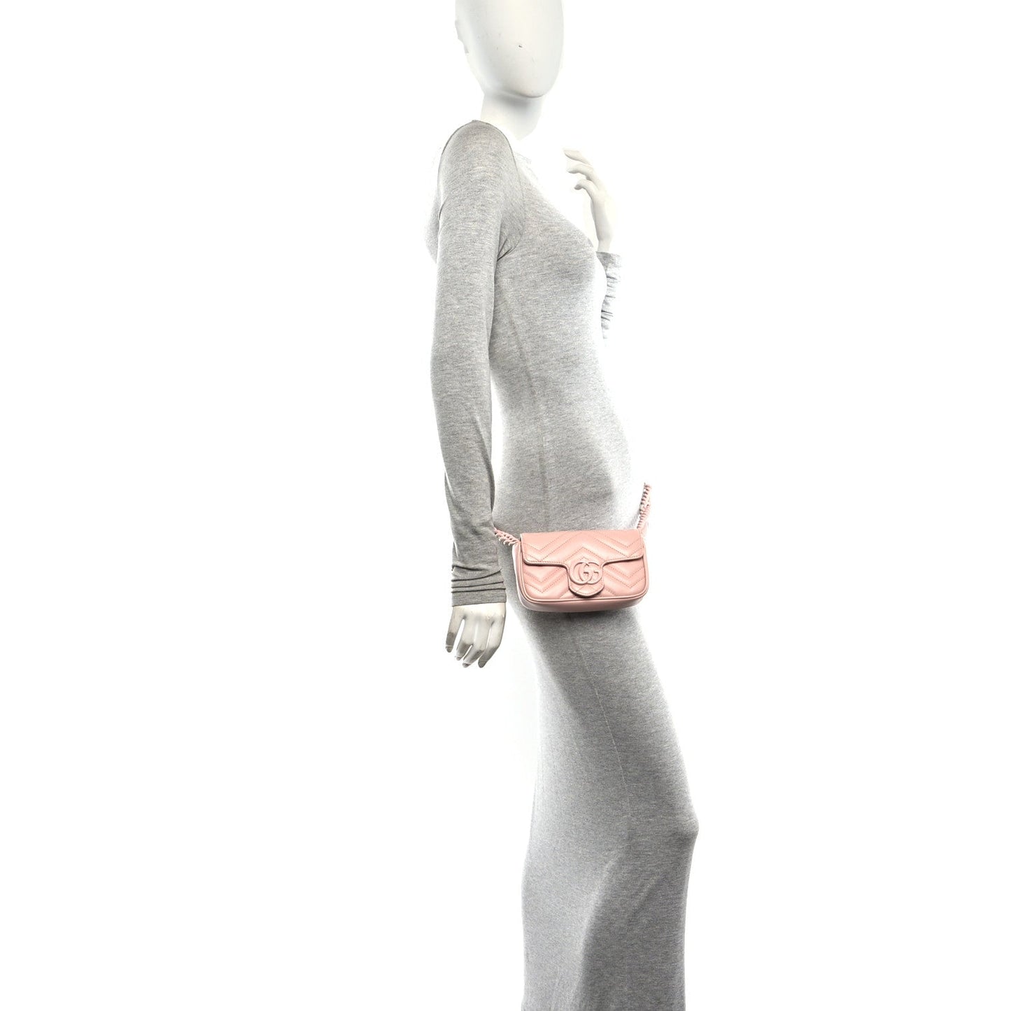 Calfskin Matelasse Monochrome GG Marmont Chain Belt Bag Perfect Pink