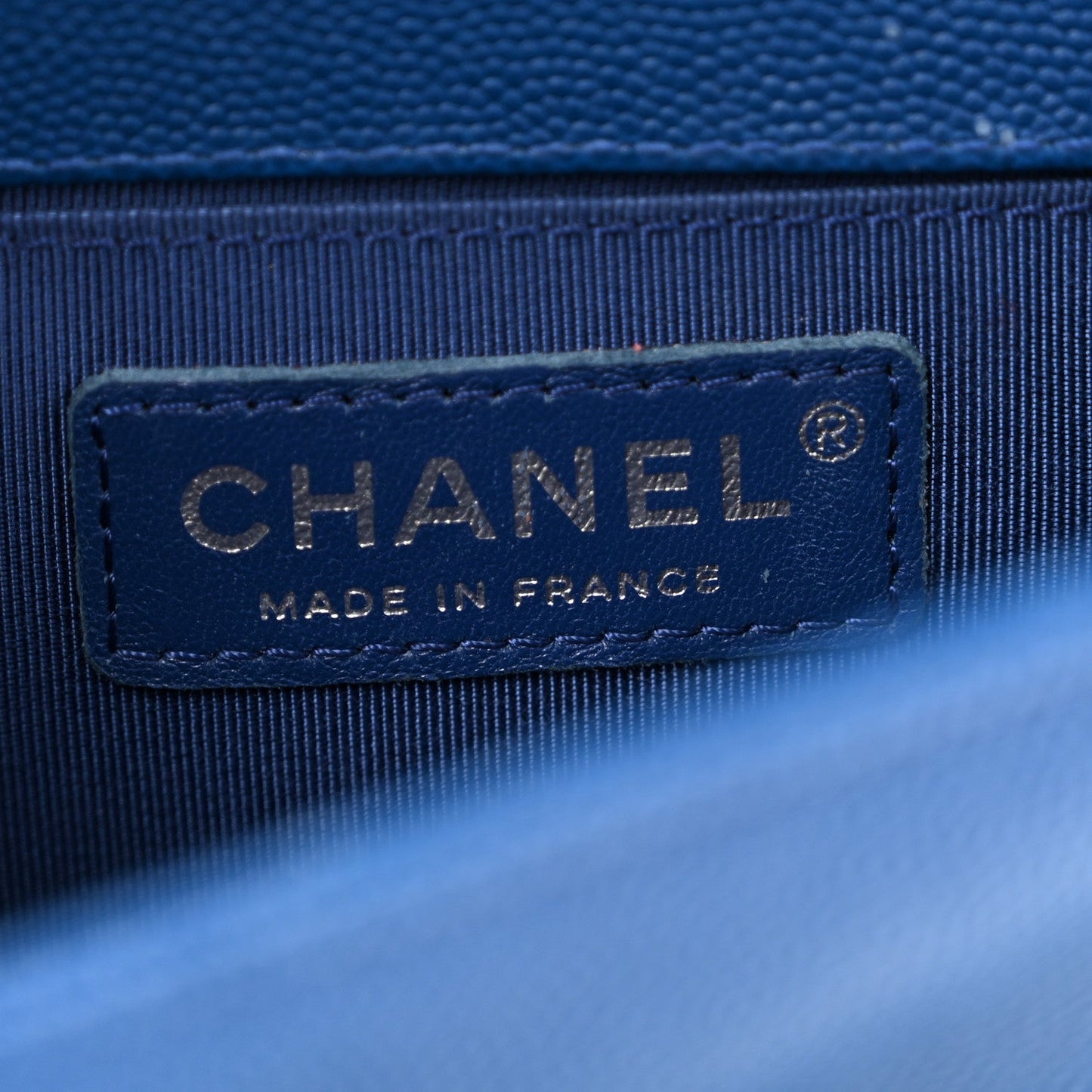 Caviar Quilted Small Boy Flap Dark Blue