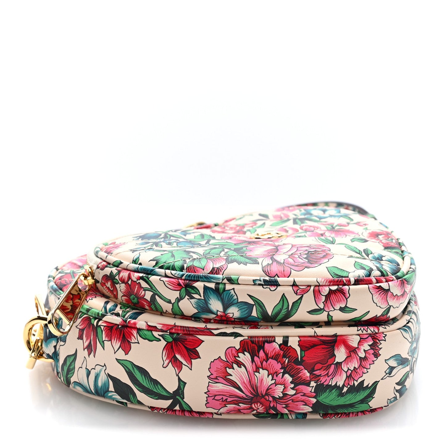 Calfskin Brit Roses Print Matelasse Diagonal Mini Interlocking G Heart Shoulder Bag Multicolor Multicolor