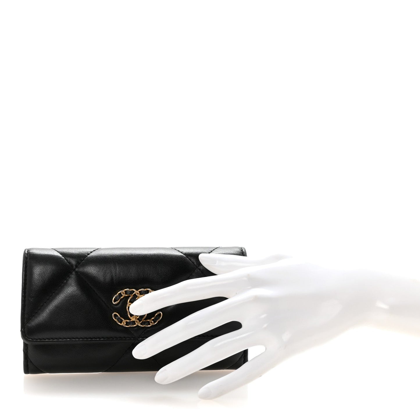 Lambskin Quilted Chanel 19 Flap Wallet Black