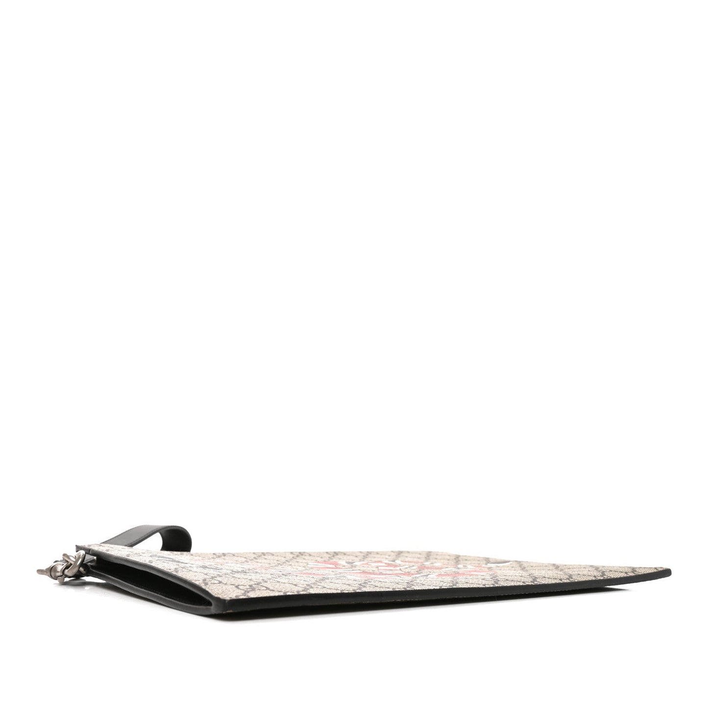 GG Supreme Monogram Kingsnake Zip Wristlet Pouch Beige Black