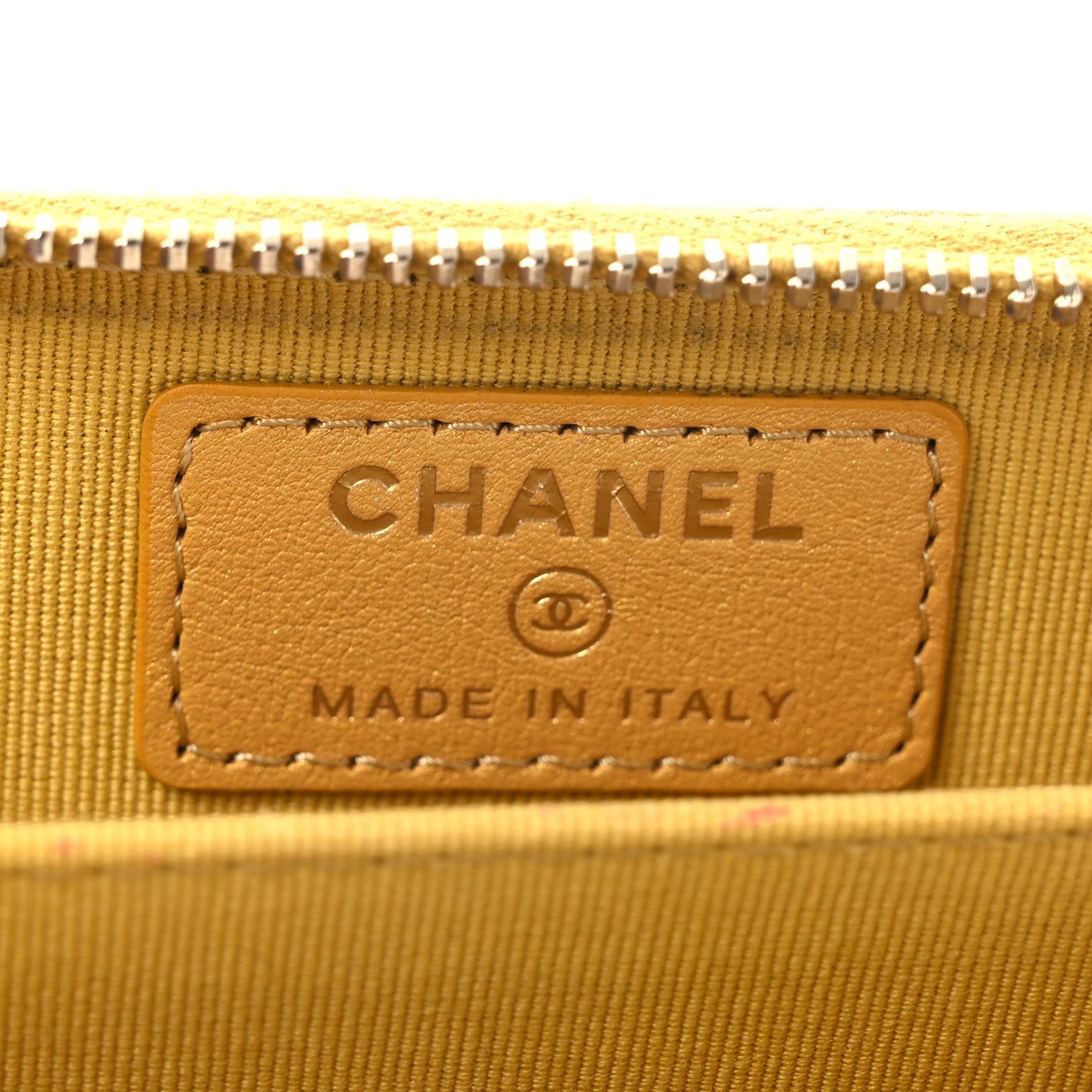 Metallic Lambskin Quilted Zip Around Coin Purse Wallet Yellow