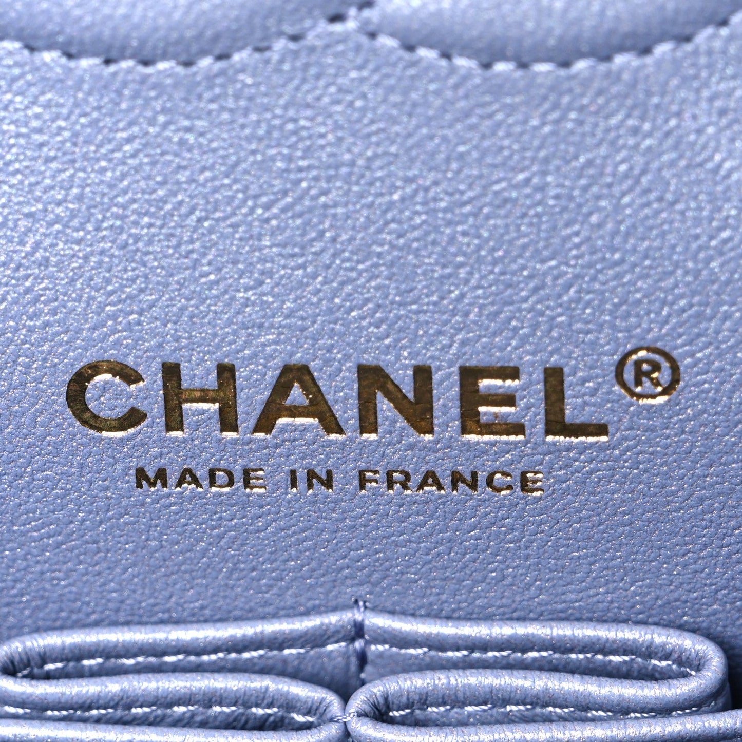 Iridescent Lambskin Quilted Medium Double Flap Light Purple