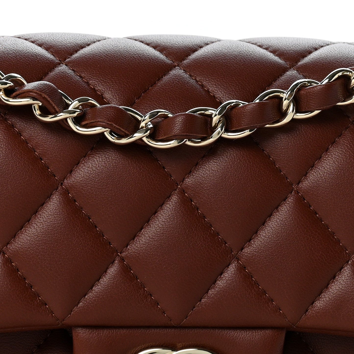 Lambskin Quilted Small Double Flap Dark Brown