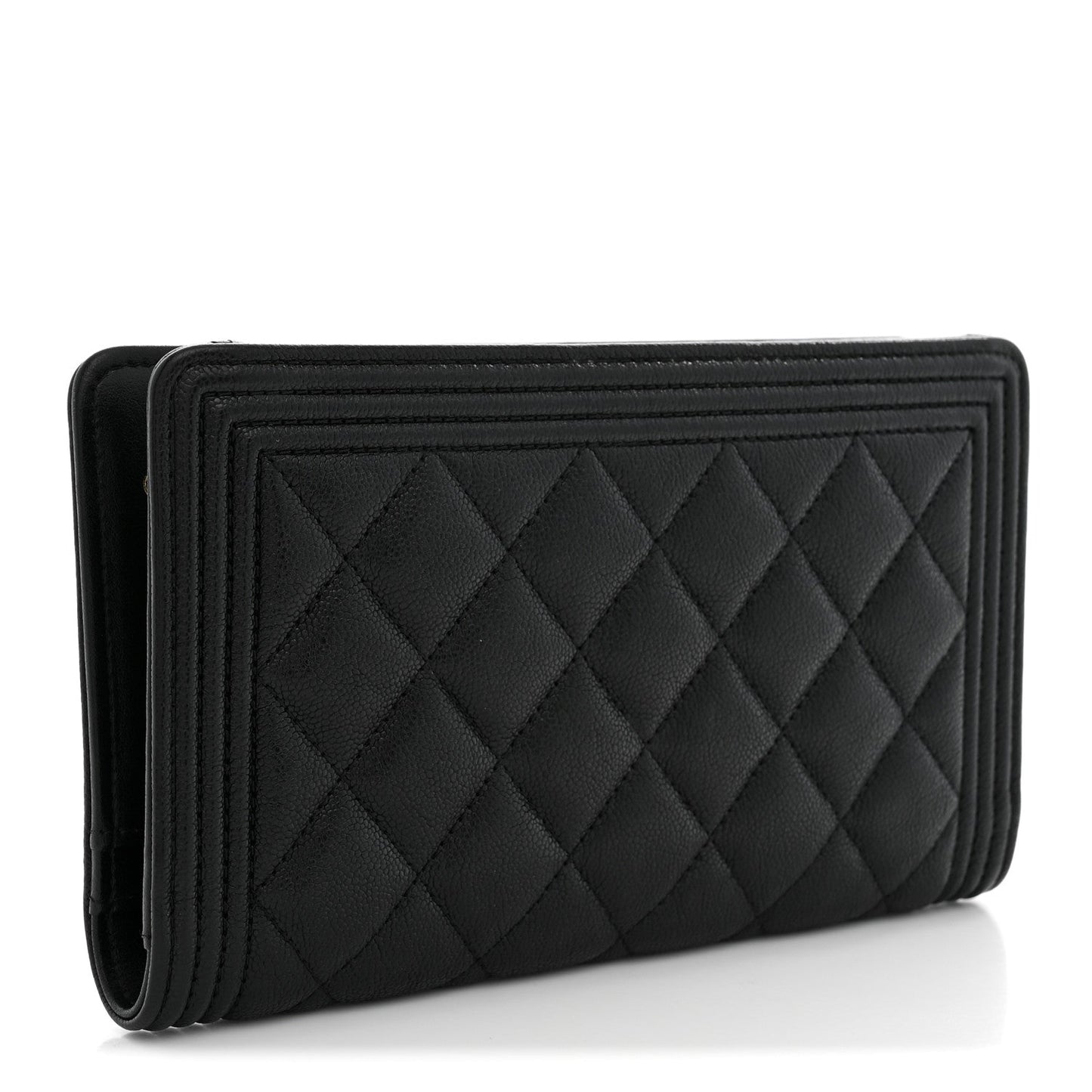 Lambskin Quilted Boy Yen Wallet Black