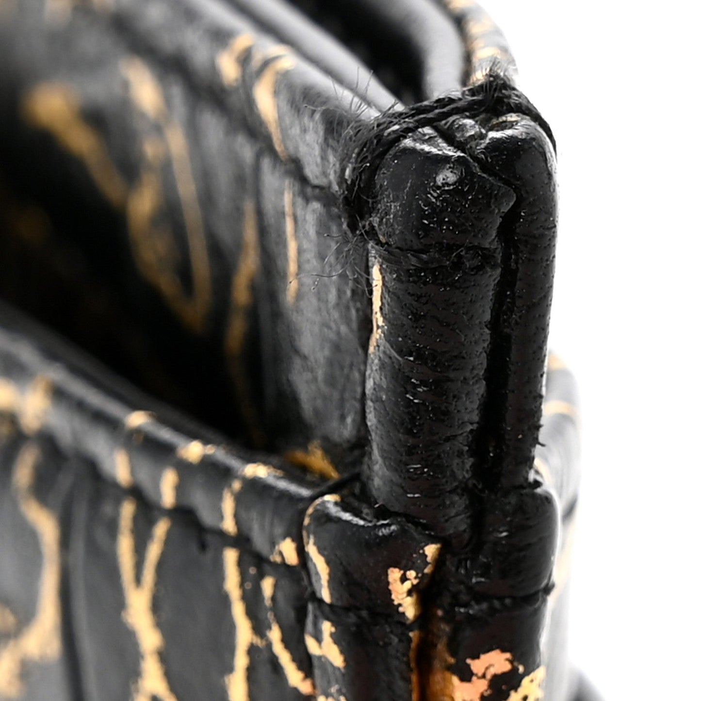 Calfskin Crocodile Embossed Graffiti 2.55 Cocodile Reissue Card Holder Black Gold