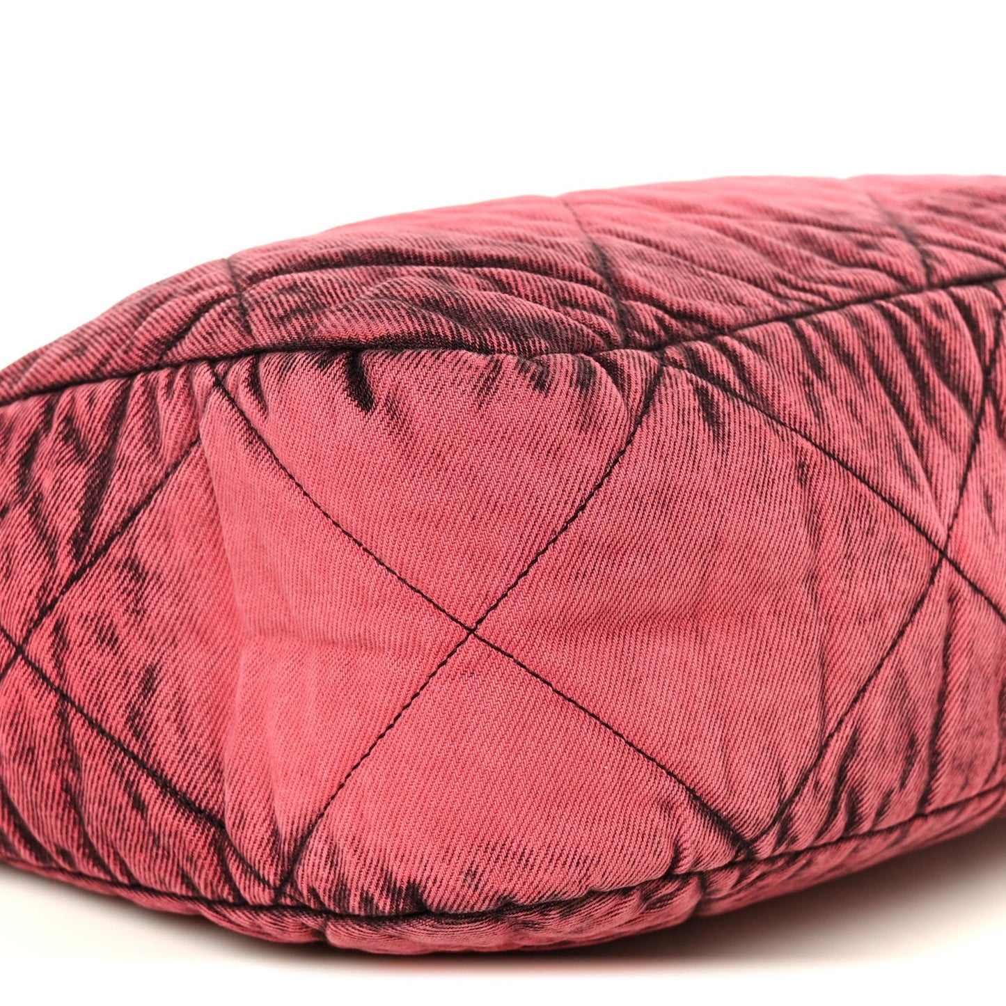 Washed Denim Quilted Chanel 19 East West Shopping Bag Pink
