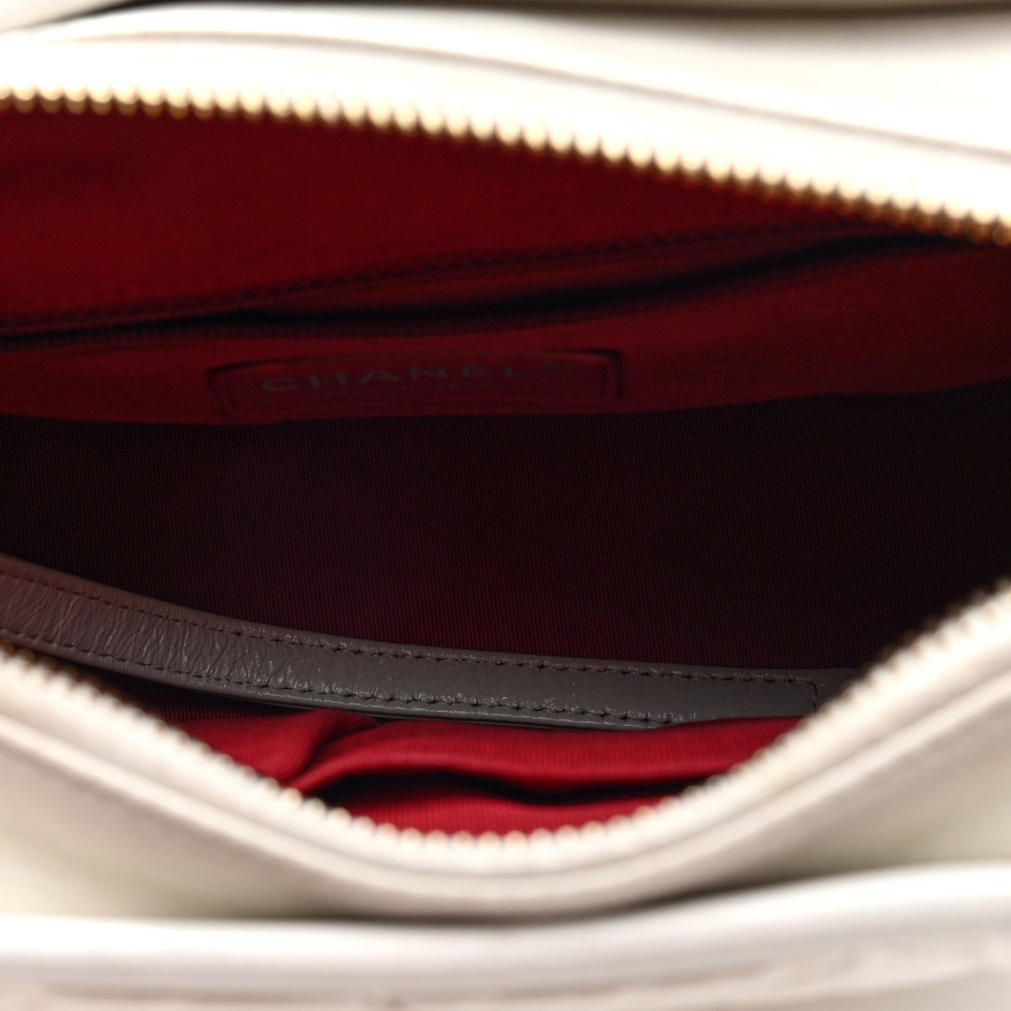 Aged Calfskin Quilted Small Gabrielle Hobo White