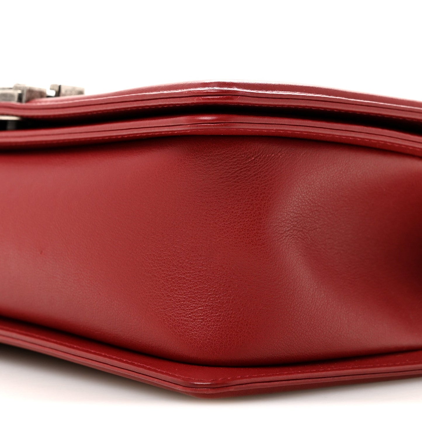 Calfskin Chevron Quilted Medium Boy Flap  Dark Red